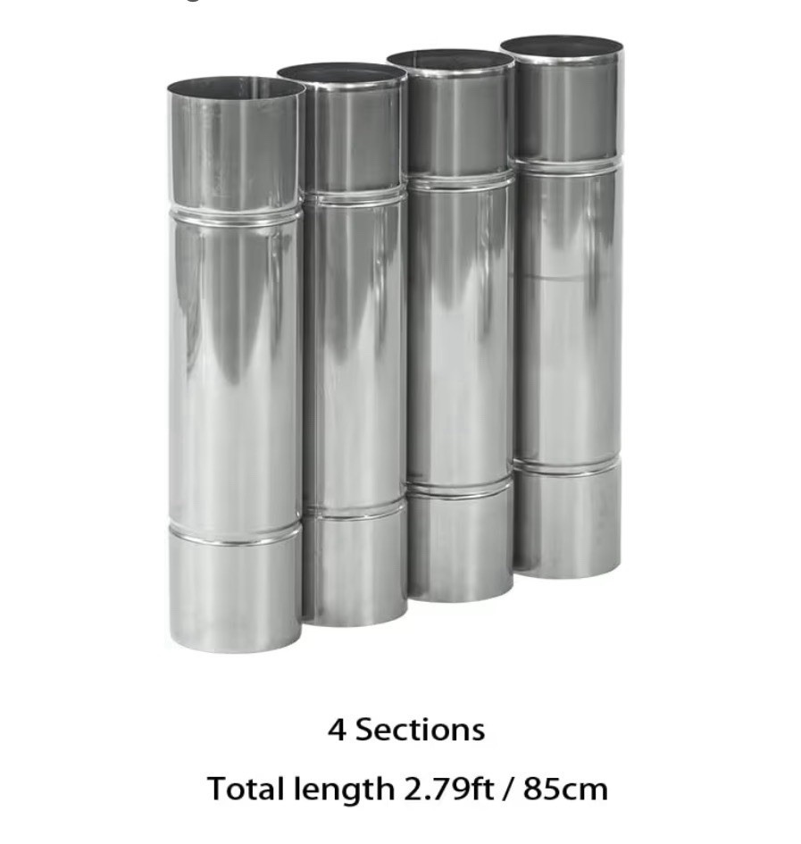 NEW Pomoly Camping Hot Tent Wood Stove Chimney Steel Pipe Set Of 4 2.36in 9.84