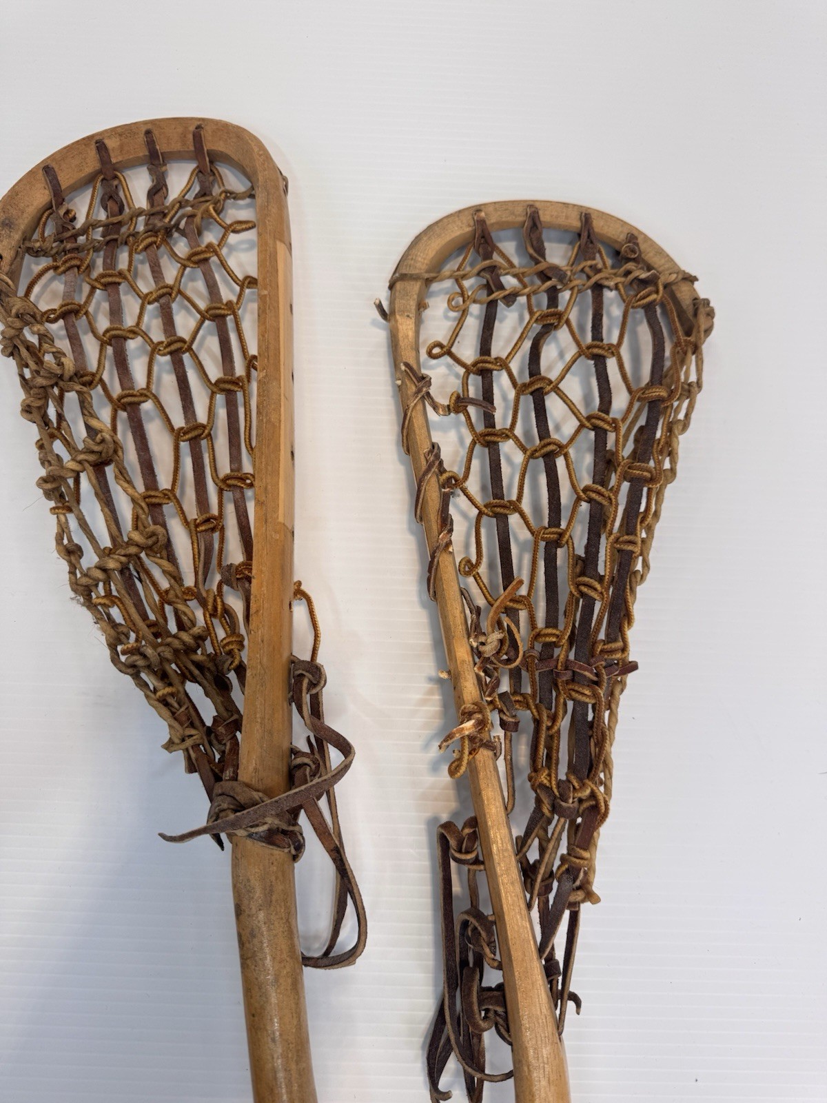 Pair of VINTAGE Wooden Handcrafted MOHAWK Cornwall Lacrosse Sticks 45" x 7"