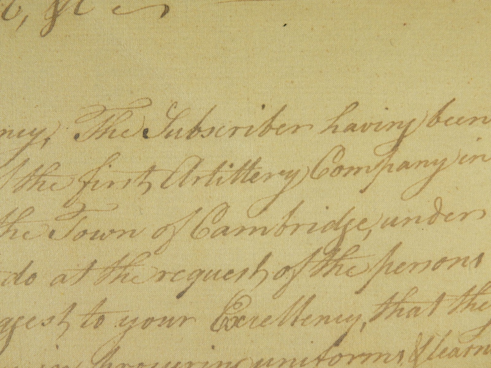 1781 Letter to John Hancock Requesting Formation of First MA Artillery Company