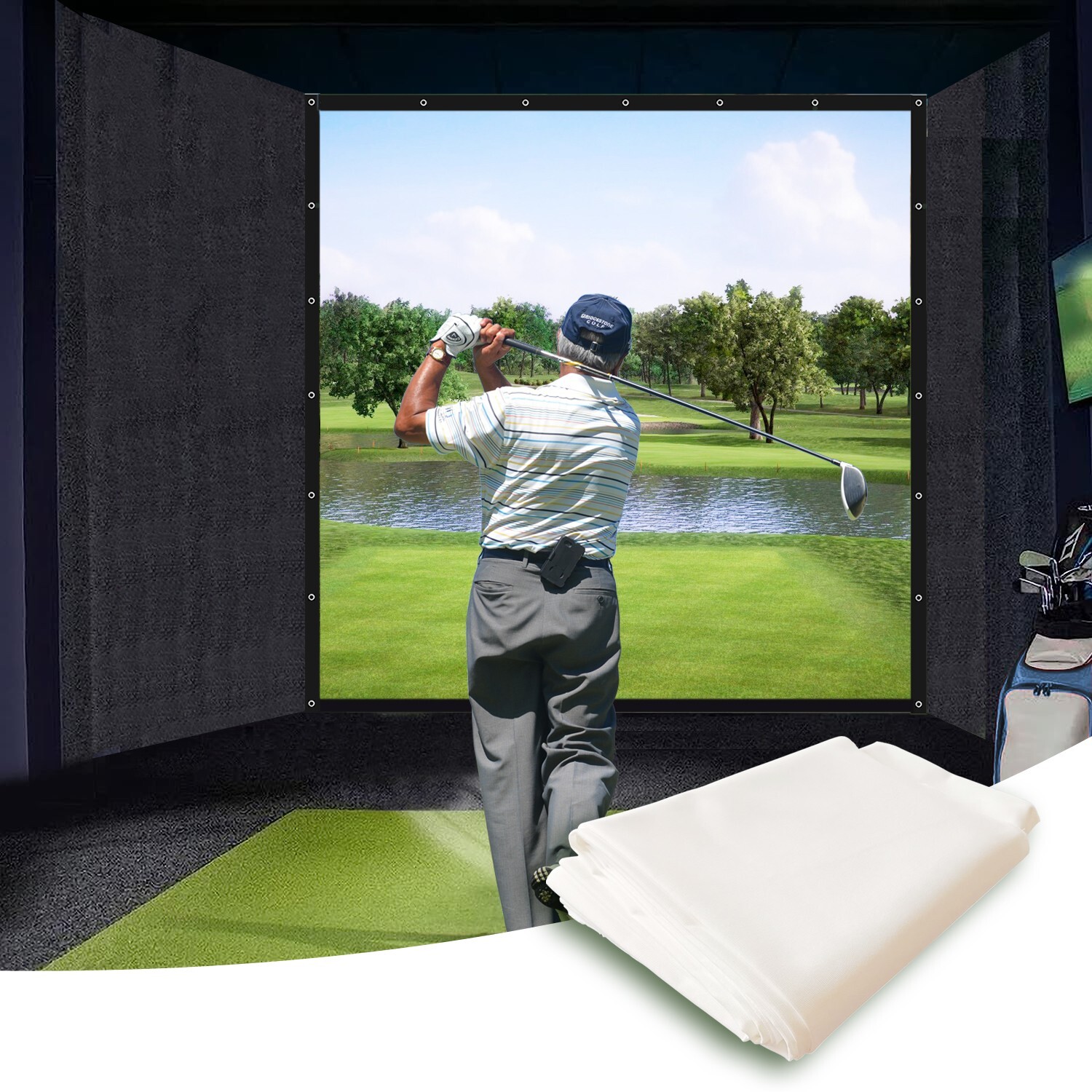 KHAMPA Golf Simulator Impact Screen 9'10'' Indoor DIY Golf Impact Screen Quality