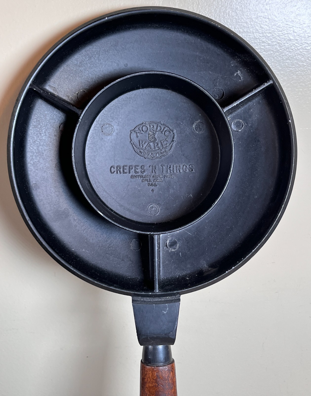 Vintage Nordic Ware Crepes N Things Pan Cast Aluminum 1950's Black Wood Handle