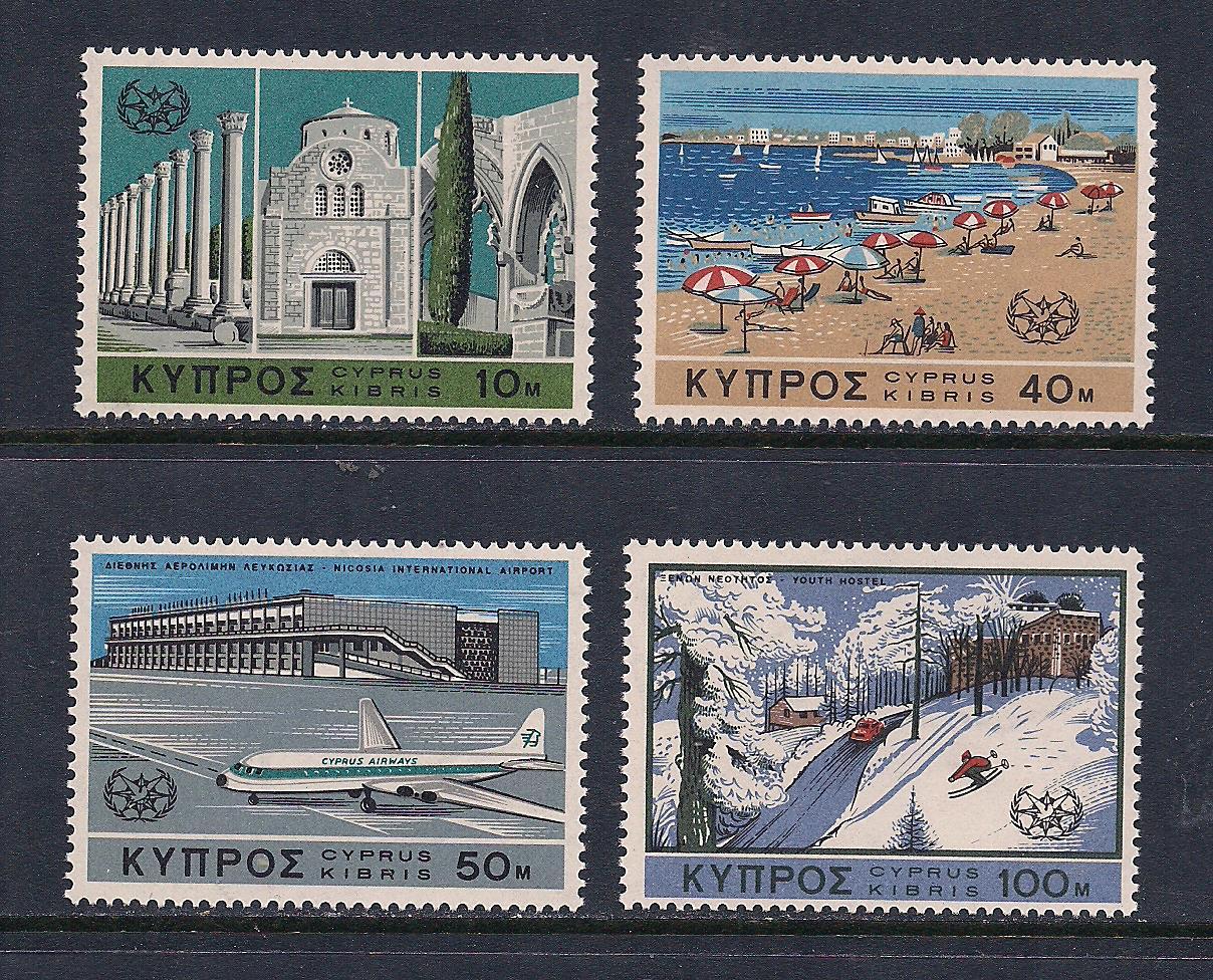 CYPRUS COMPLETE STAMP SET SCOTT #304 - 307 MNH 1967 FRESH TOURISM