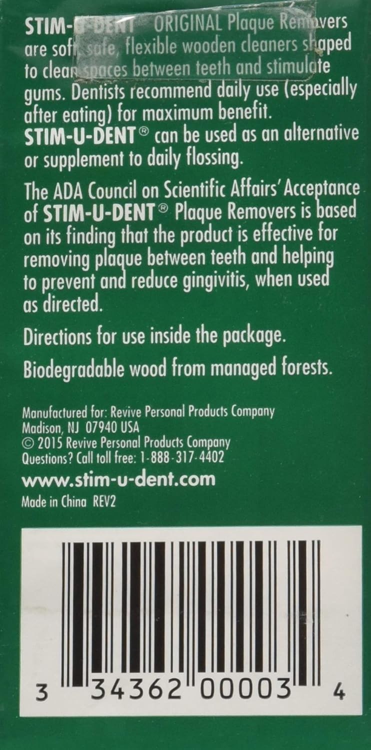 Stim-U-Dent Plaque Removers 4 Packs of 25 Picks/Pack (100 Picks) - Mint Flavor
