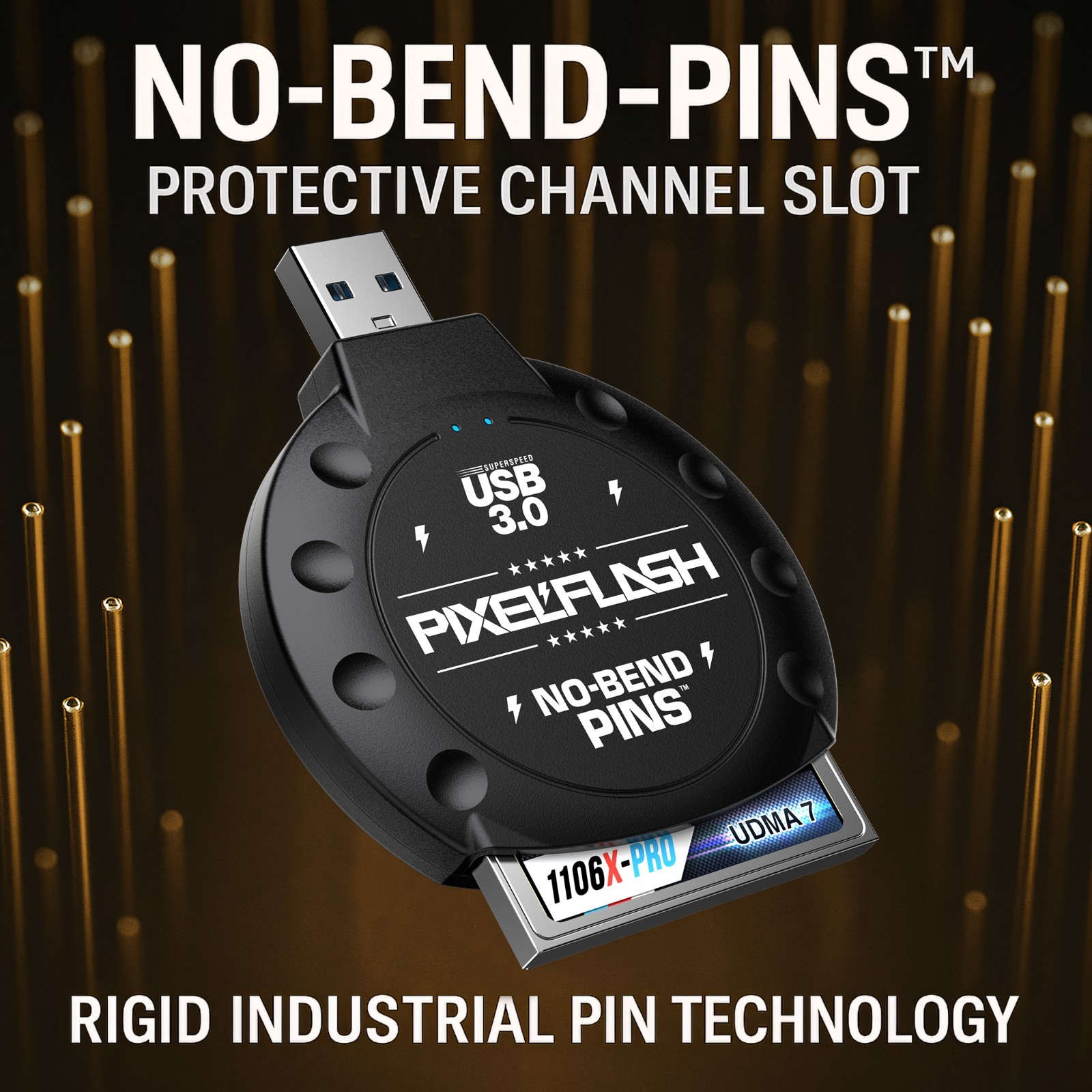 PixelFlash No-Bend Pins CF Memory Card Reader USB3.0 Compact Flash Adapter UDMA7