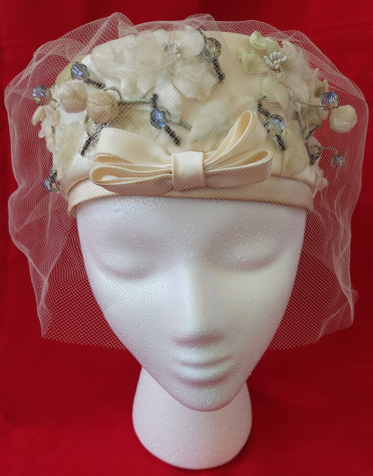 Vtg Don Anderson New York Halle Bros Union Made Woman Pillbox Floral Hat Netting