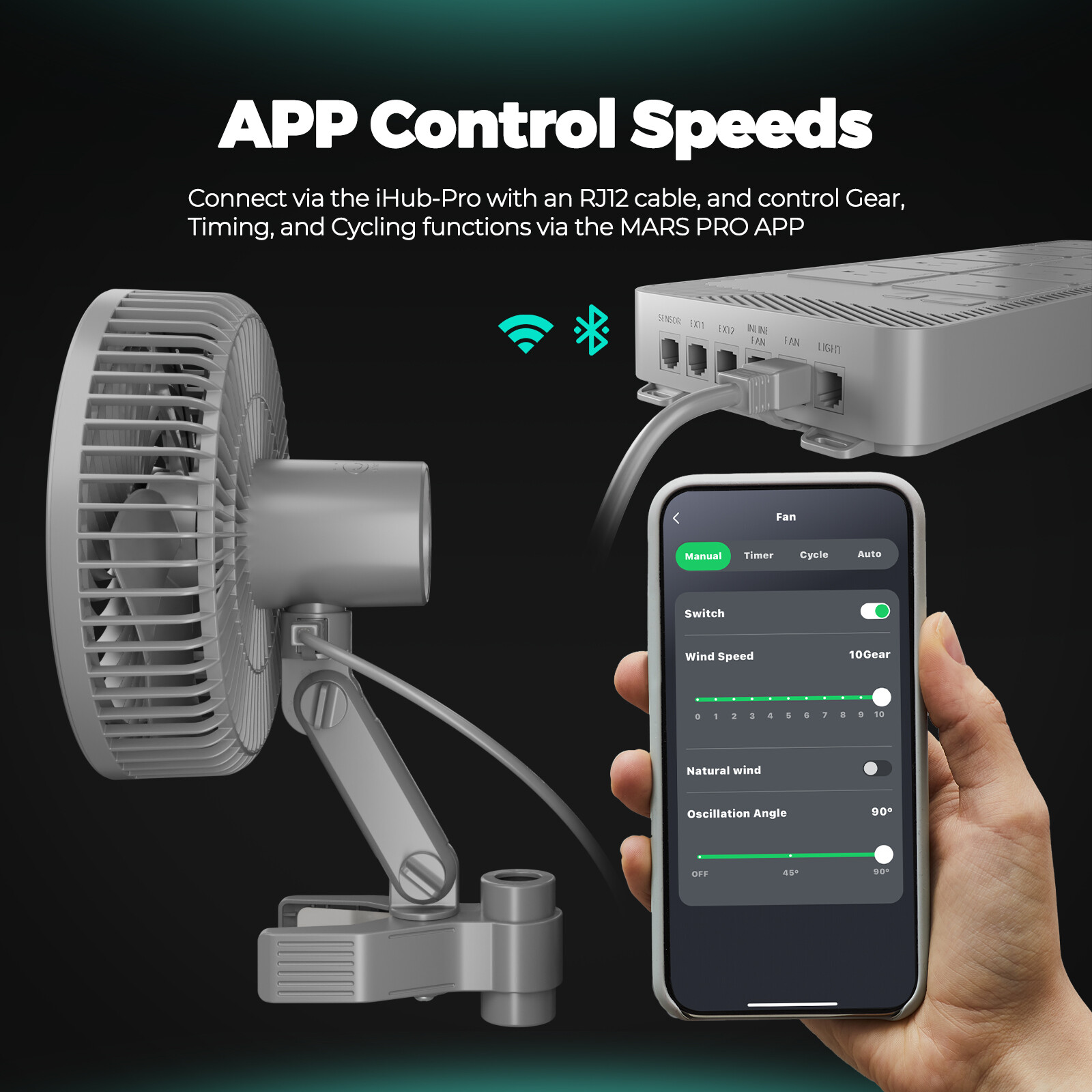 Mars Hydro 6-Inch Grow Tent Clip Fan, App-Controlled Oscillating