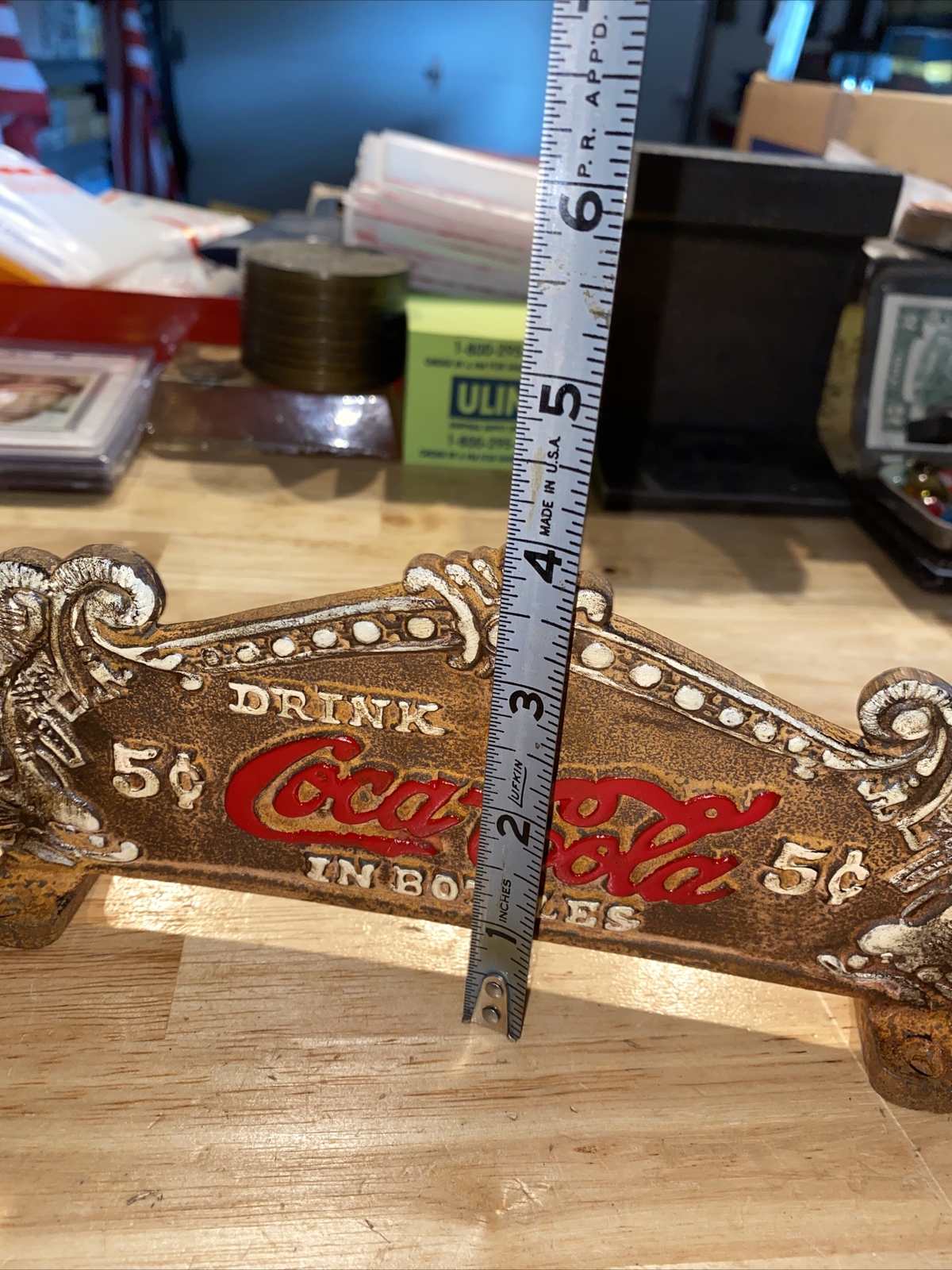 Coca Cola Cash Register Sign Plaque Cast Iron Metal Patina Soda Pepsi Collector