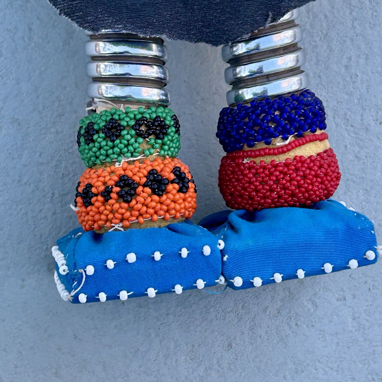 Ndebele Beaded Fertility Doll with Neck Rings South Africa 1990s Vintage 15¼″