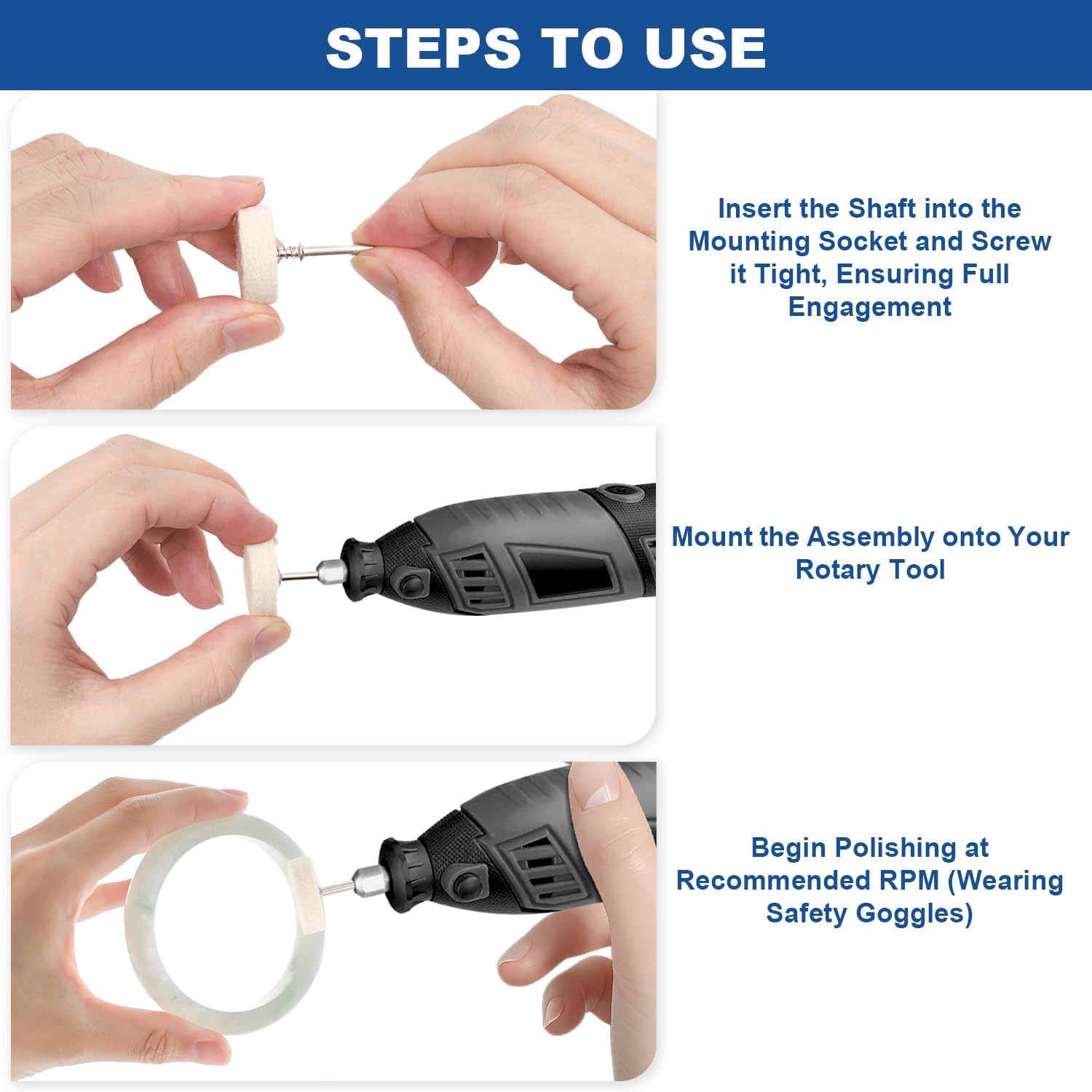 115PCS Polishing Buffing Wheels for Dremel Tool Accessories, 1/8" Shank Polishin