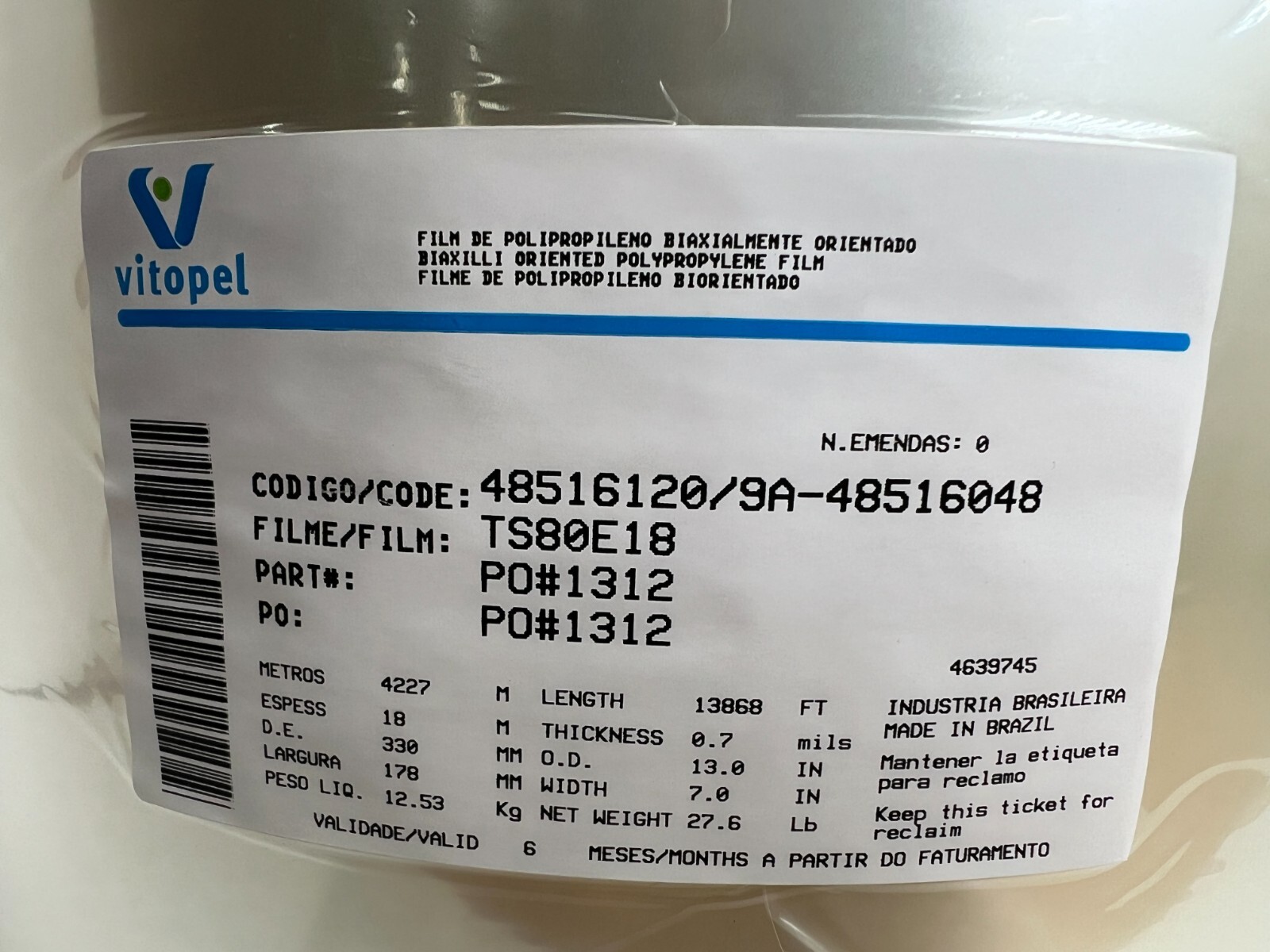 Clear Heat Sealable Packaging Film Roll - Clear 7.0" (177.8 mm) Wide