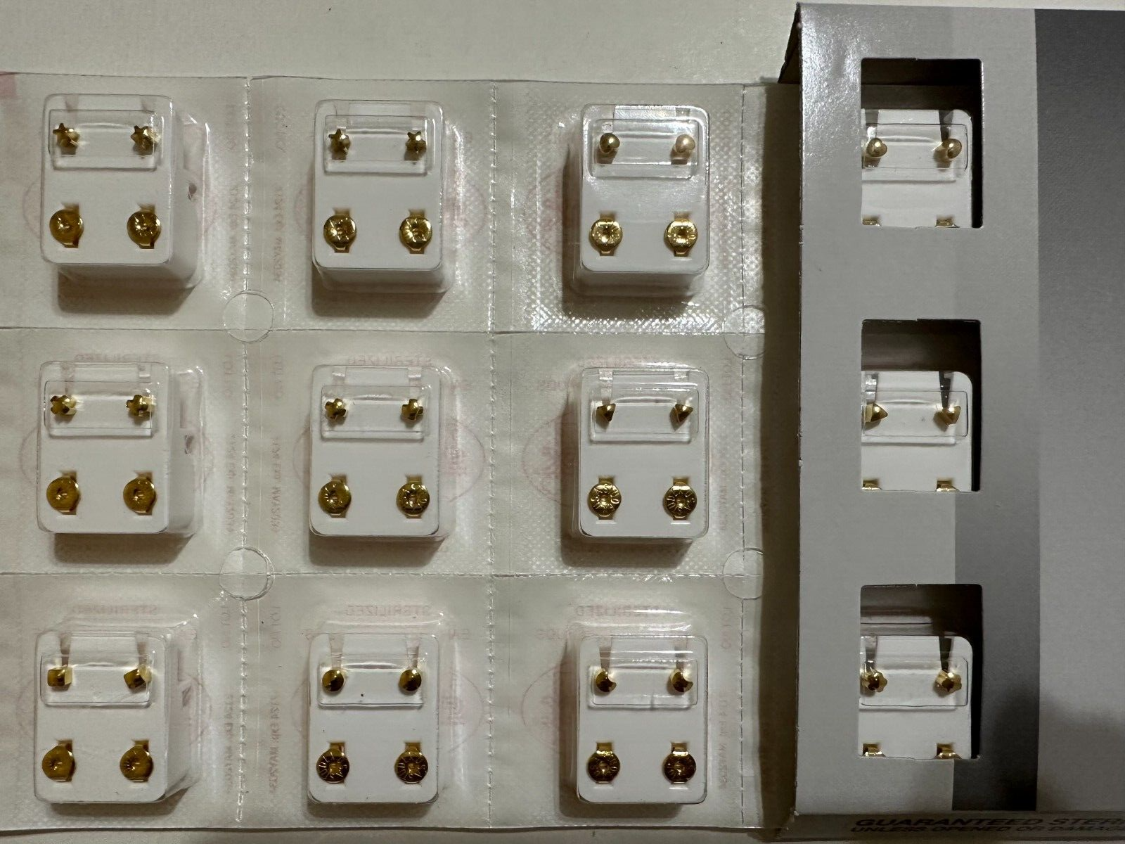 Studex Ear Piercing Gold Plated Regular Shapes Assorted 4MM 12 Pairs R513Y