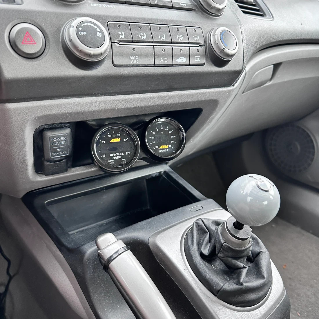 Dual gauge pod mount for 2006-2011 Civic 8th gen lower storage trim