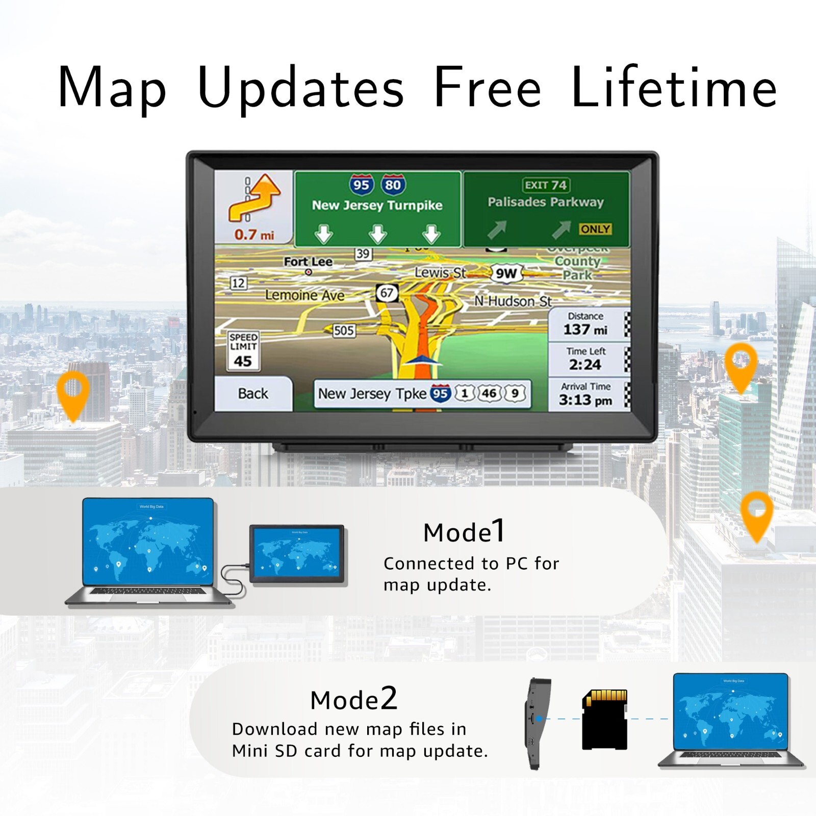 9-Inch GPS Navigator for Car Truck 2025 Offline Maps with Lifetime Free Updates