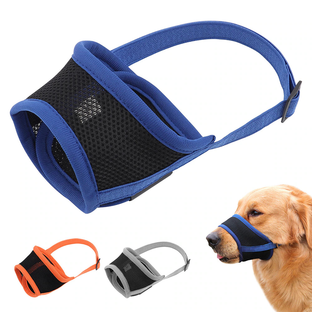 Dog Pet MESH MUZZLE Mouth Guard dual strap Anti Stop Bite bark Chew Breathable