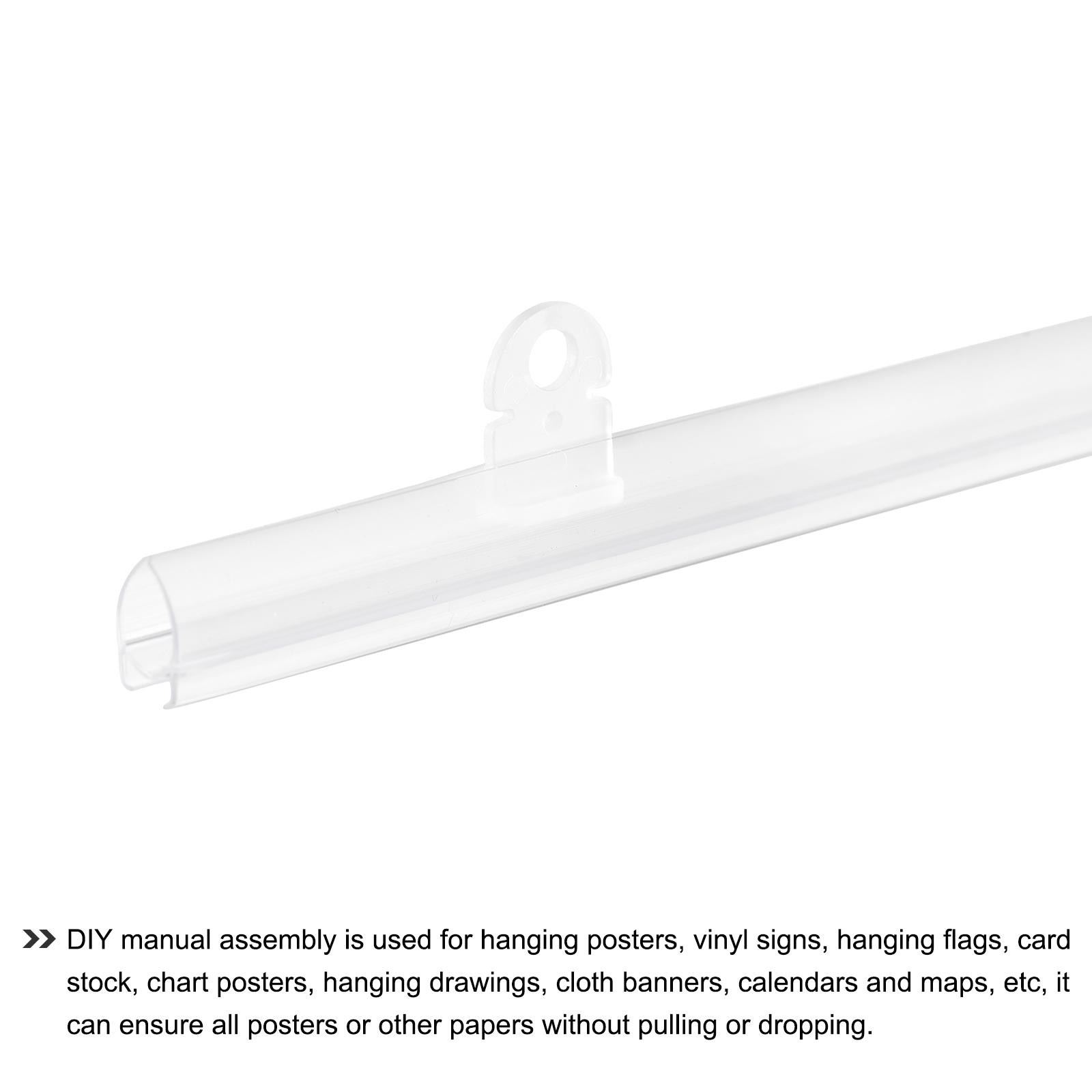 PVC Poster Hanger Rail Strip 50cm/20inch with Clips, 4 Set