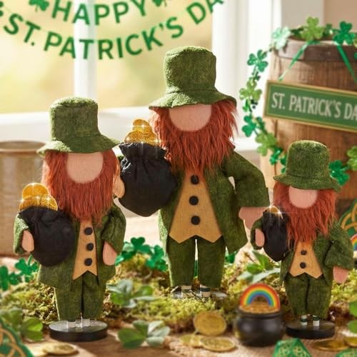 3 Pcs St. Patrick's Day Leprechaun Table Decoration Irish Leprechaun for Table