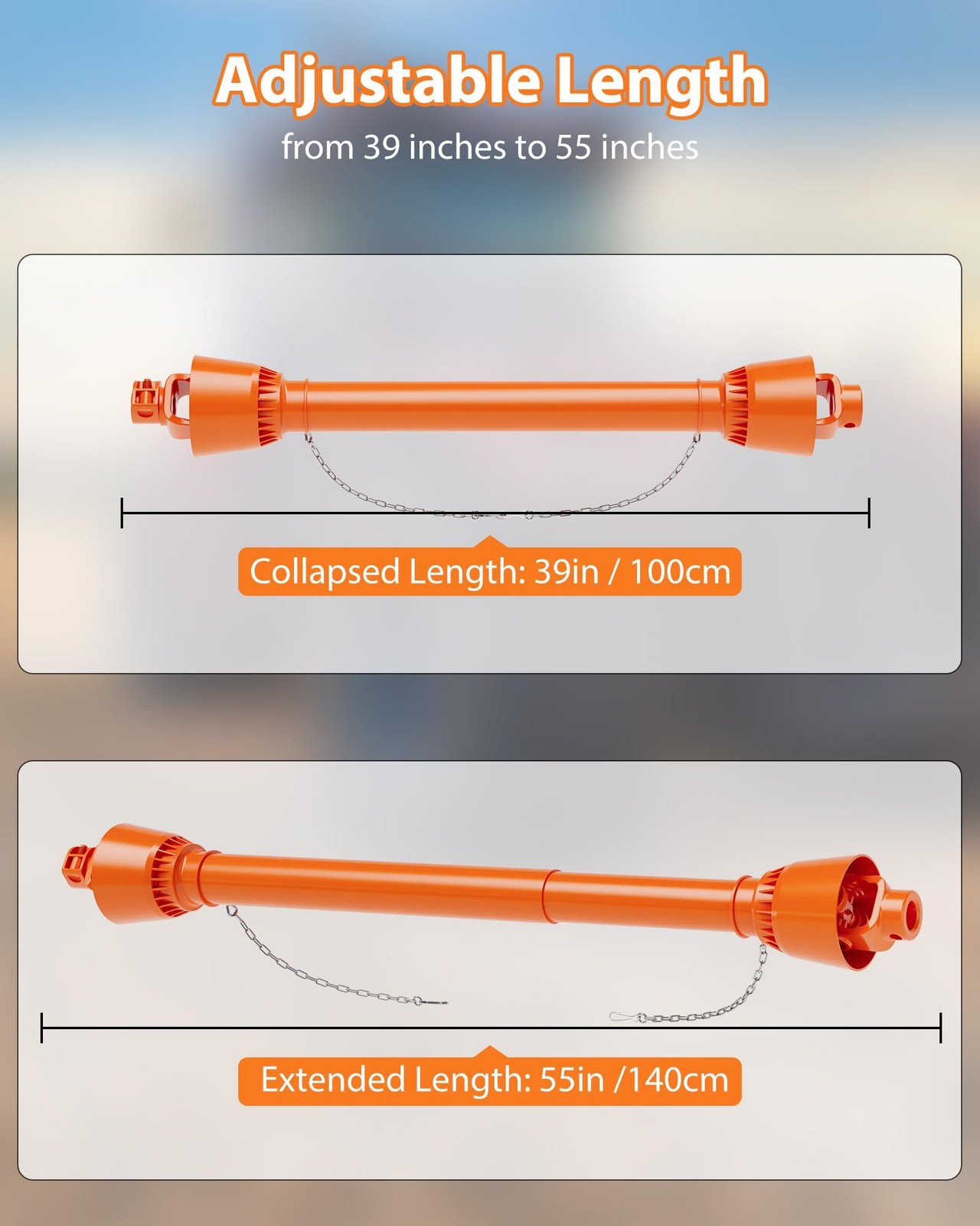 1-3/8" PTO Drive Shaft 6 Spline End Round End Shaft for Series 4 Tractor 39"-55"