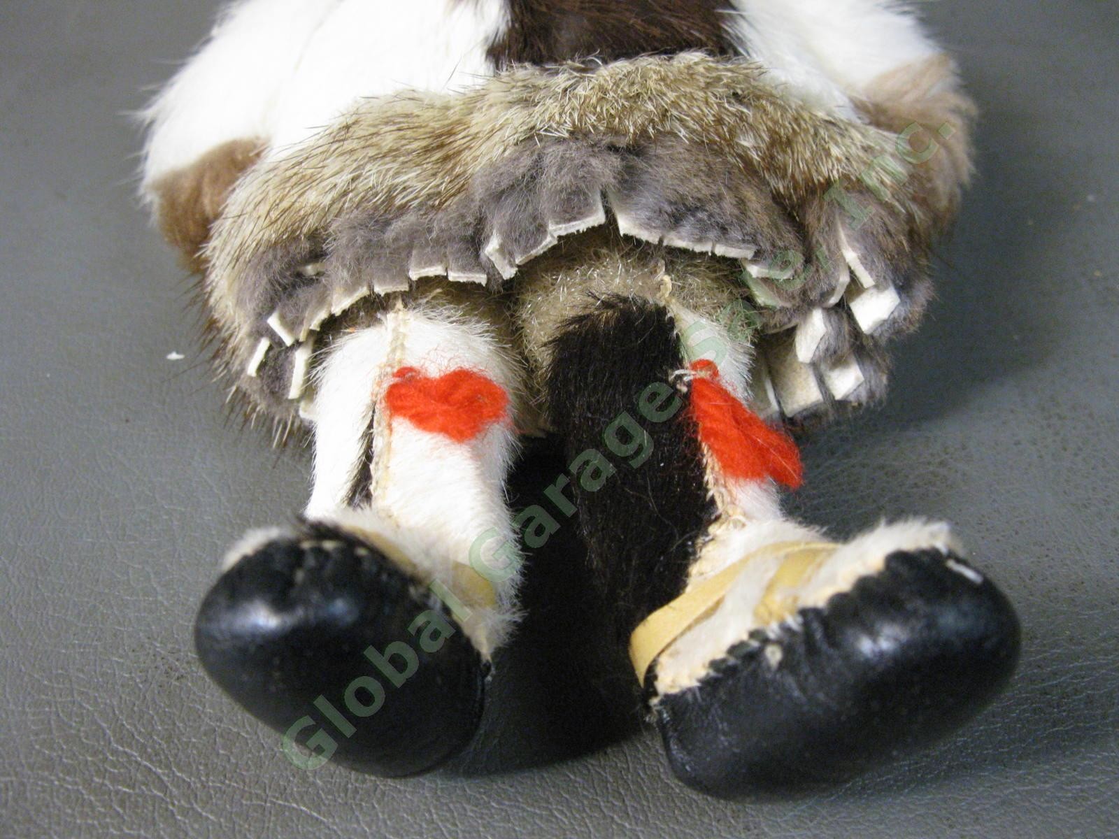 RARE VTG Antique Alaska Inuit Eskimo Male Doll Fur Leather Face Hide Skin Figure