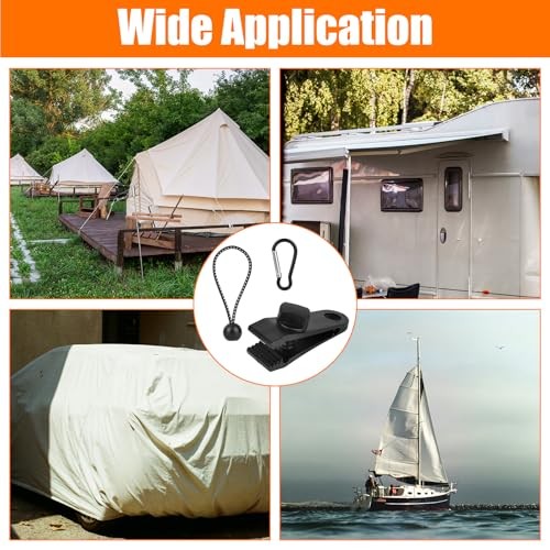 Heavy Duty Lock Grip Tarp Clips Set, Adjustable Tarp Tie Downs Clamps and