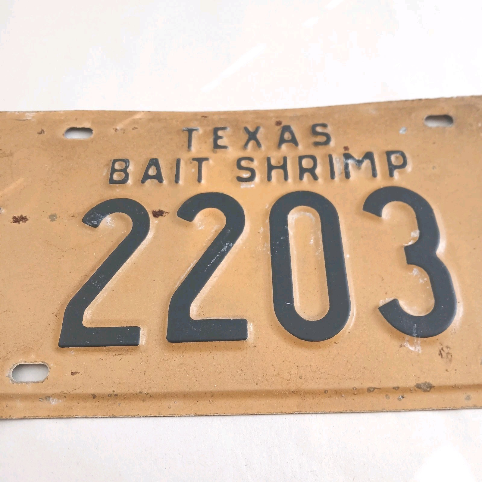 Vintage Texas Bait Shrimp Permit Nautical Boat License Plate