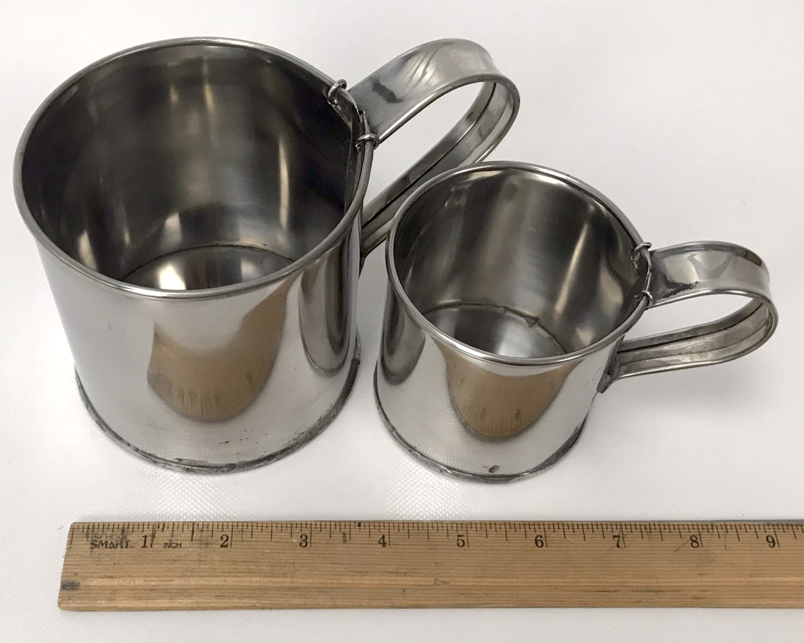 Large Stainless Steel "Tin" Cup - Two Piece Bottom