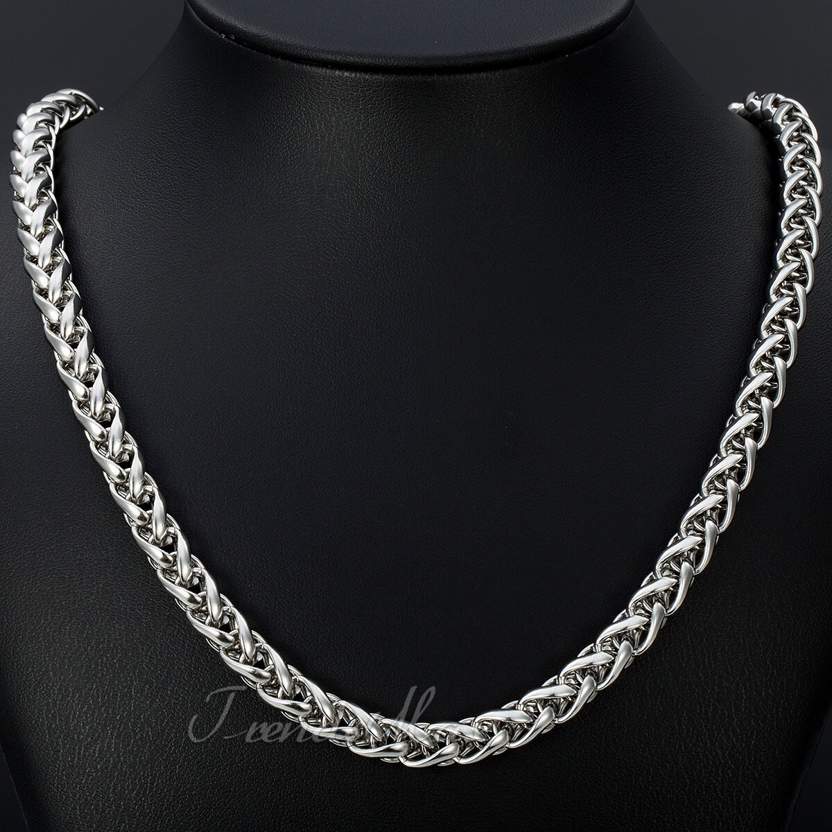 8mm Mens Braided Wheat Franco Necklace Stainless Steel Chain 22inch Heavy