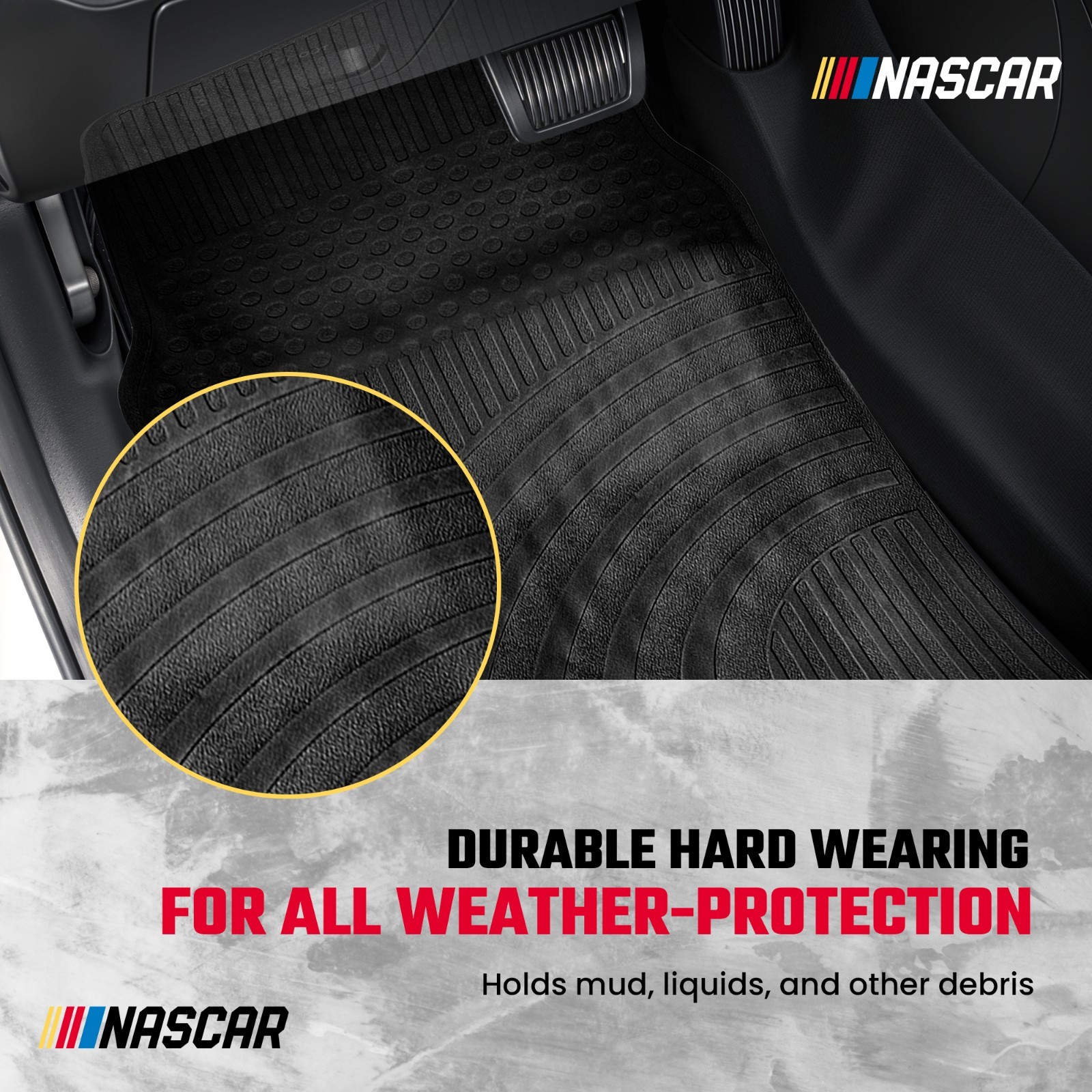 NASCAR Essential Car Floor Mats – 4-Piece Set | All-Weather | Universal Fit