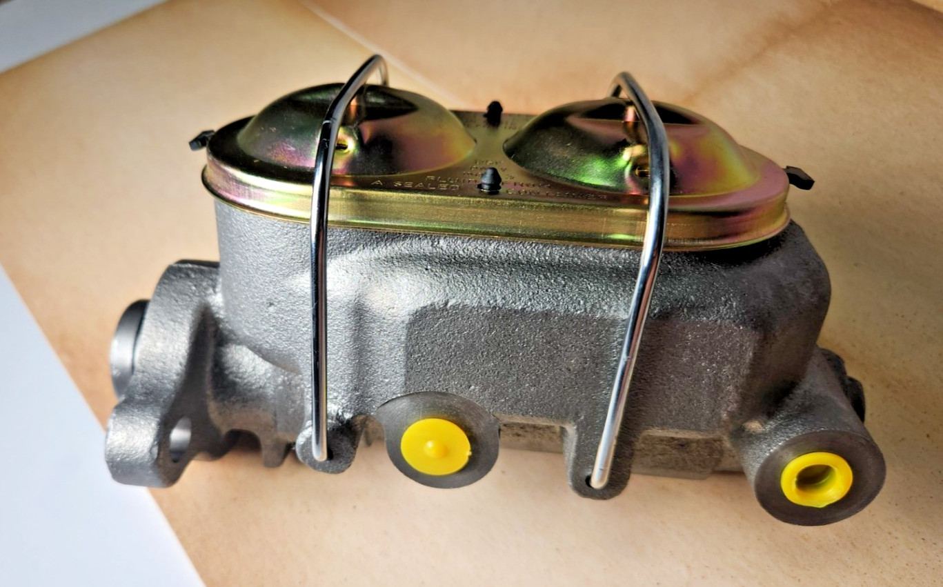 Chevy Master Cylinder 1" Bore 2 Ports Each Side w Fittings and Adaptor MC1321H