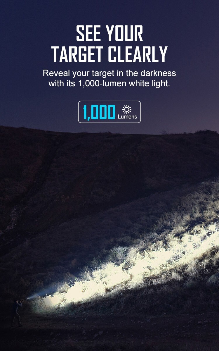 Olight Odin GL Mini 1000 Lumen Tactical Flashlight, White LED & Green Laser