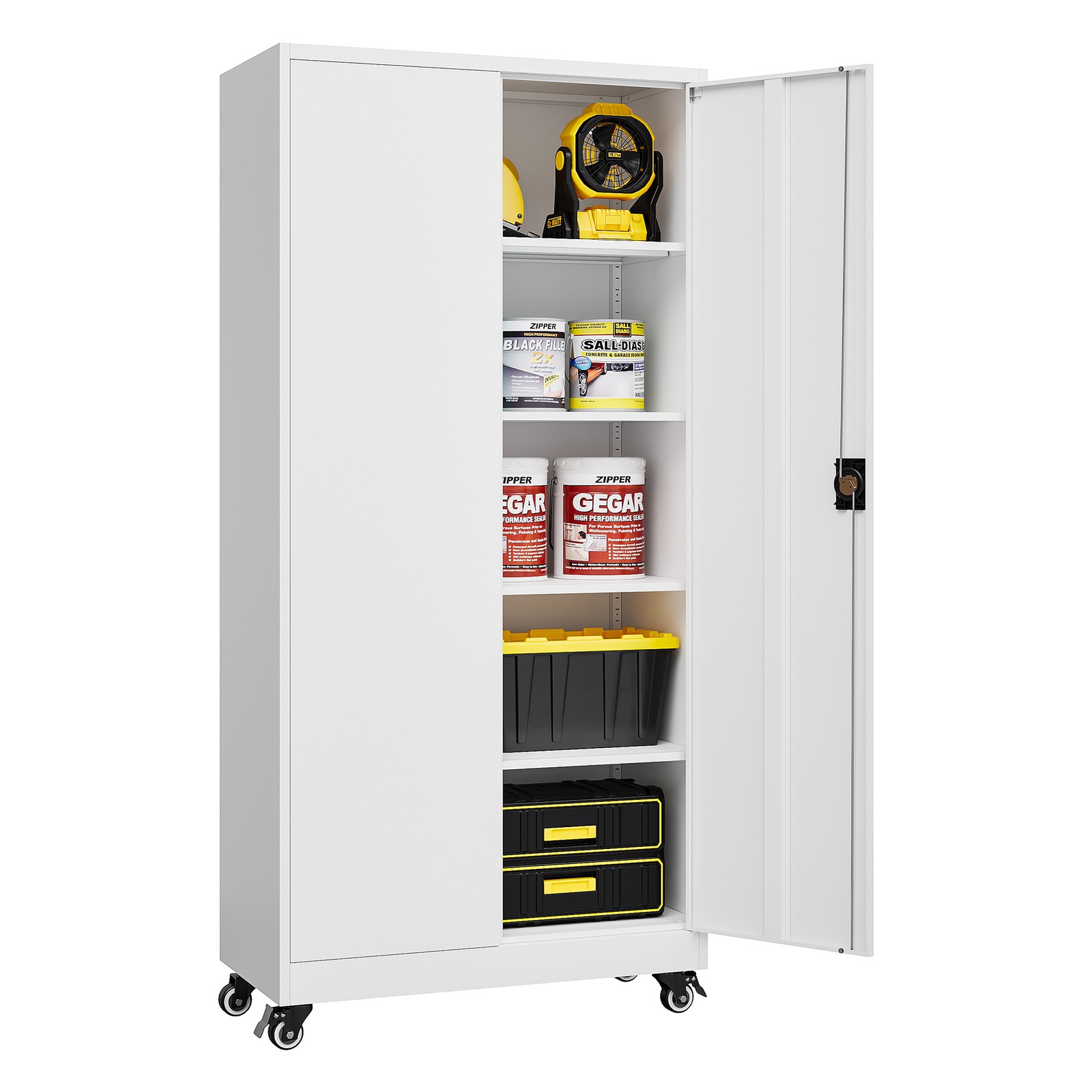 75" Rolling Metal Garage Cabinet with Locking&Adjustable Shelves for Home/Garage