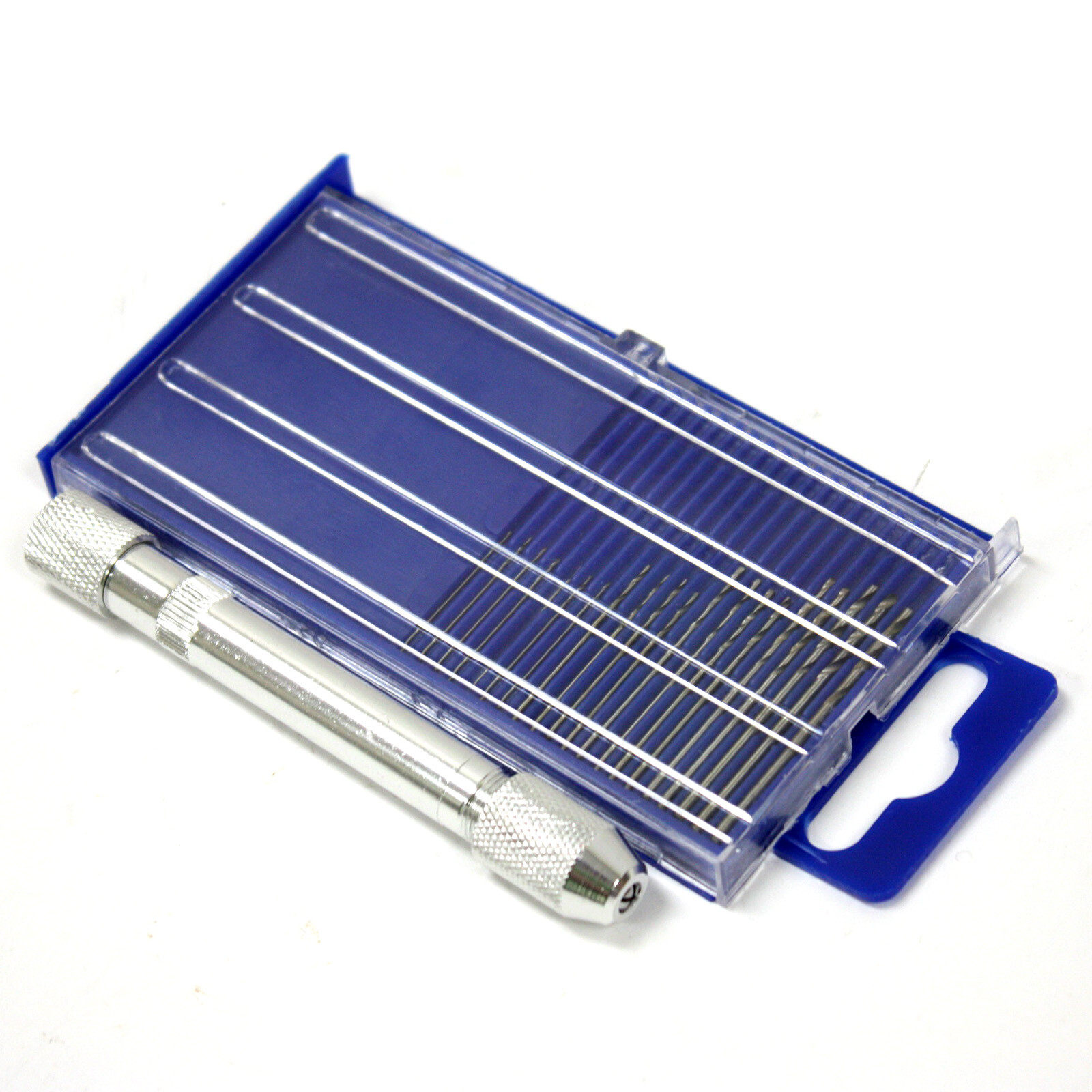 21pc Mini HSS Twist Micro-Drill Bits Set Index 61-80 w/Aluminum Hand Drill hobby