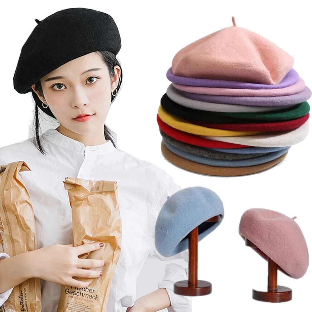 New Warm French Style Lightweight Casual Classic Beanie Solid Color Wool Beret
