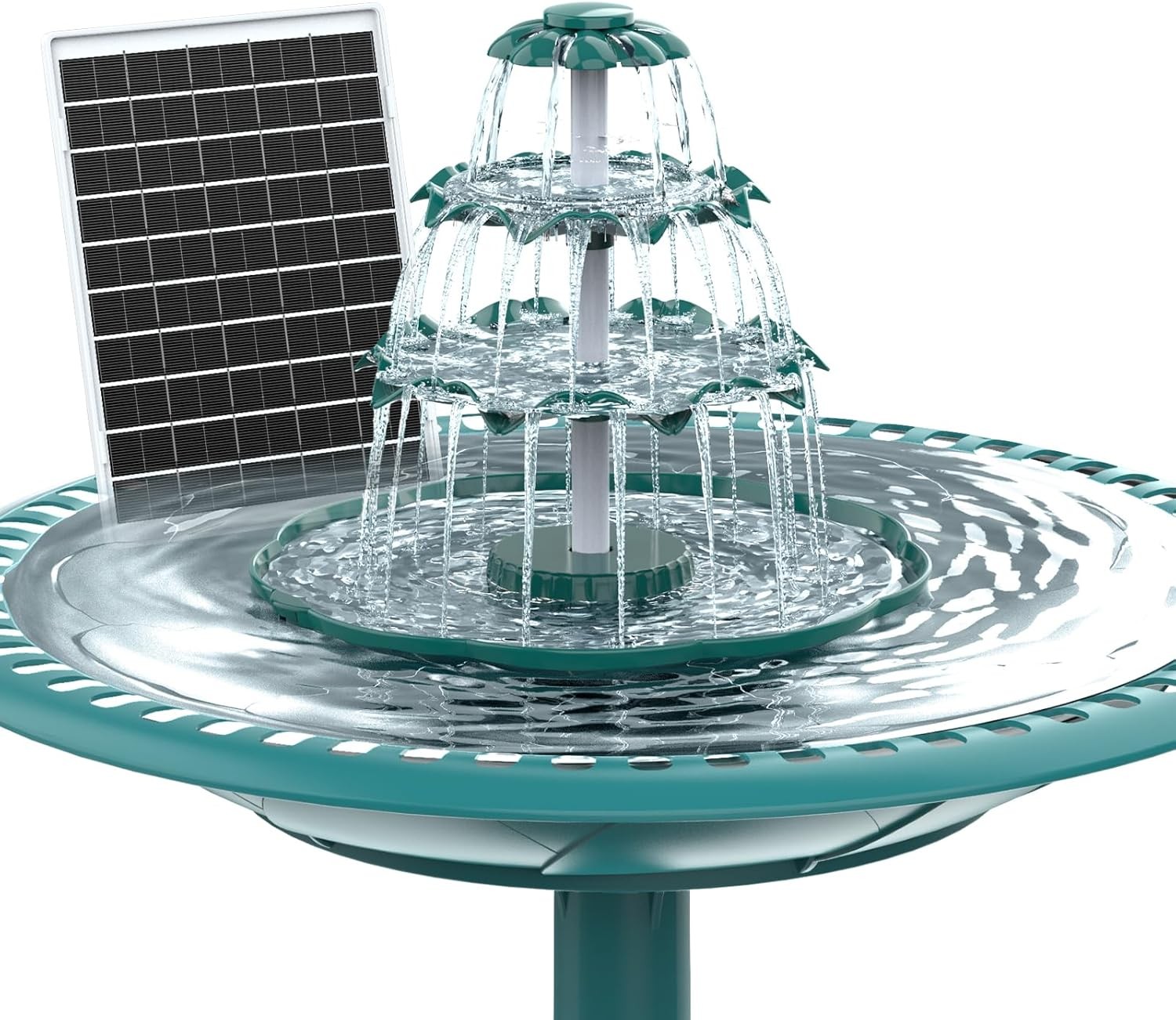 Solar Fountain, Solar Powered Water Fountain – 6.5W Dark Green 3-Tier Fountain,g