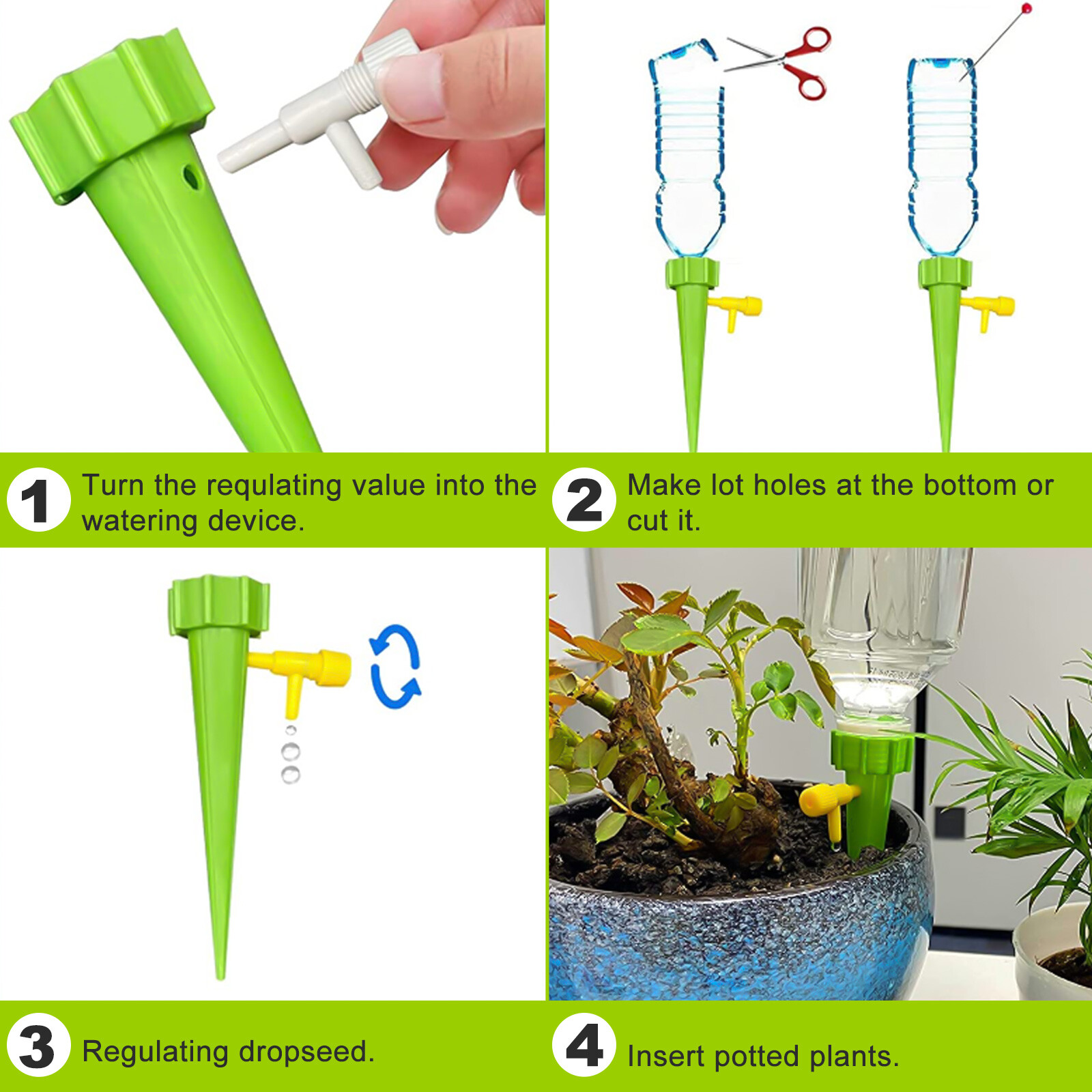24Pcs Self Watering Spikes Automatic Irrigation Watering Drip System for Plants