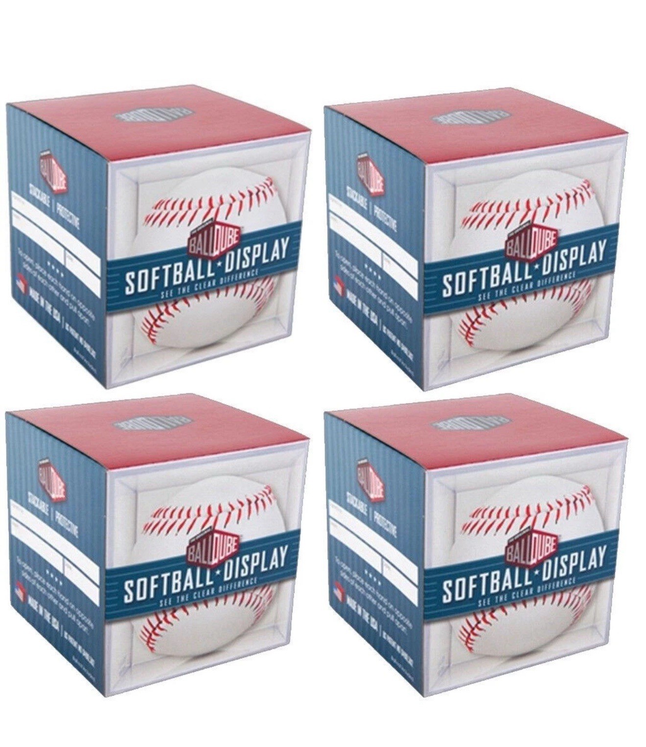 NEW Ballqube Softball Display Case Box (4 Pack)