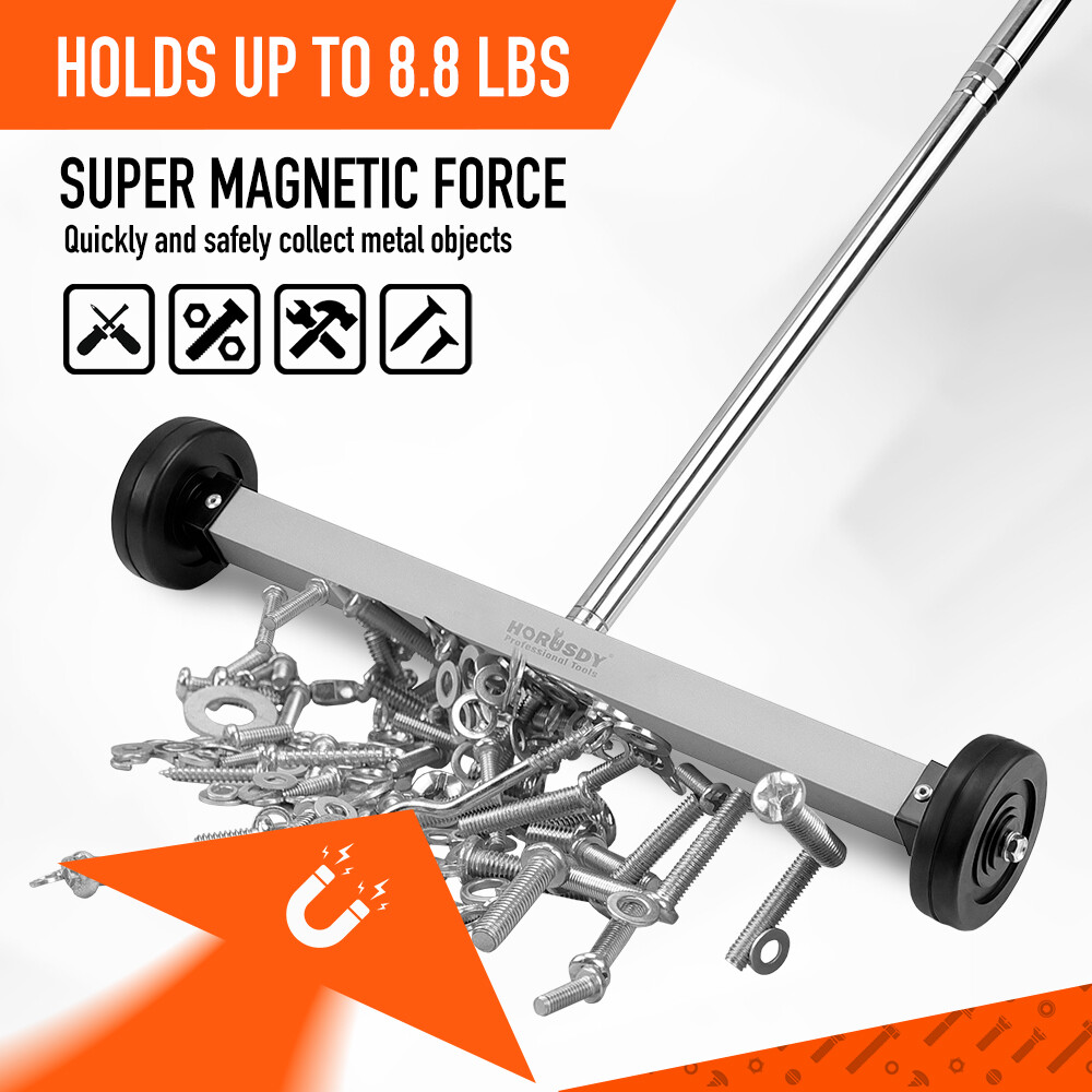 17" Rolling Magnetic Sweeper Picks up Tools Nails Screws Clips Garage Shop Yard