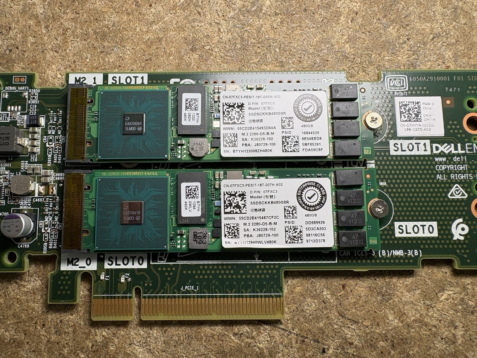 Dell 2xM.2 Slot NVMe SSD PCIe Boss-S1 Controller Adapter Card 07HYY4 7HYY4 480gb