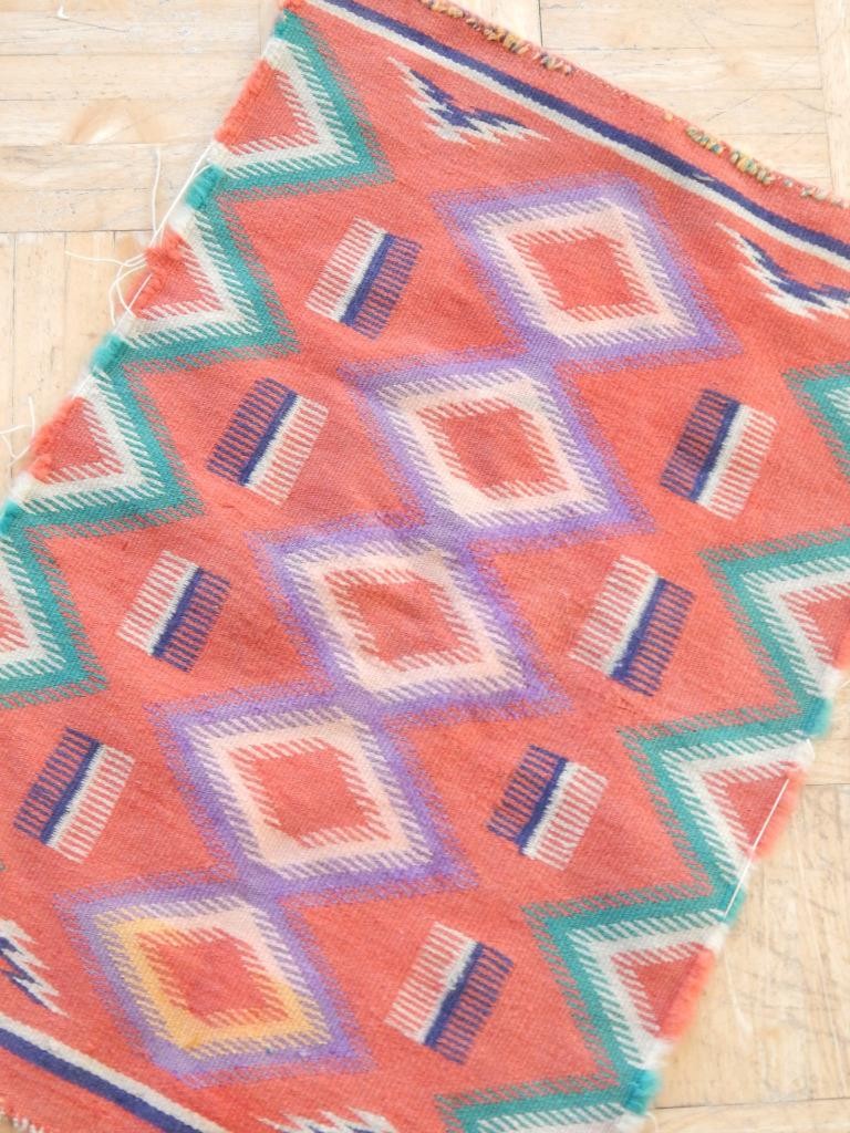 ANTIQUE  6 COLOR GERMANTOWN NAVAJO INDIAN RUG - 16.5 X 24.5" - NO RESERVE !