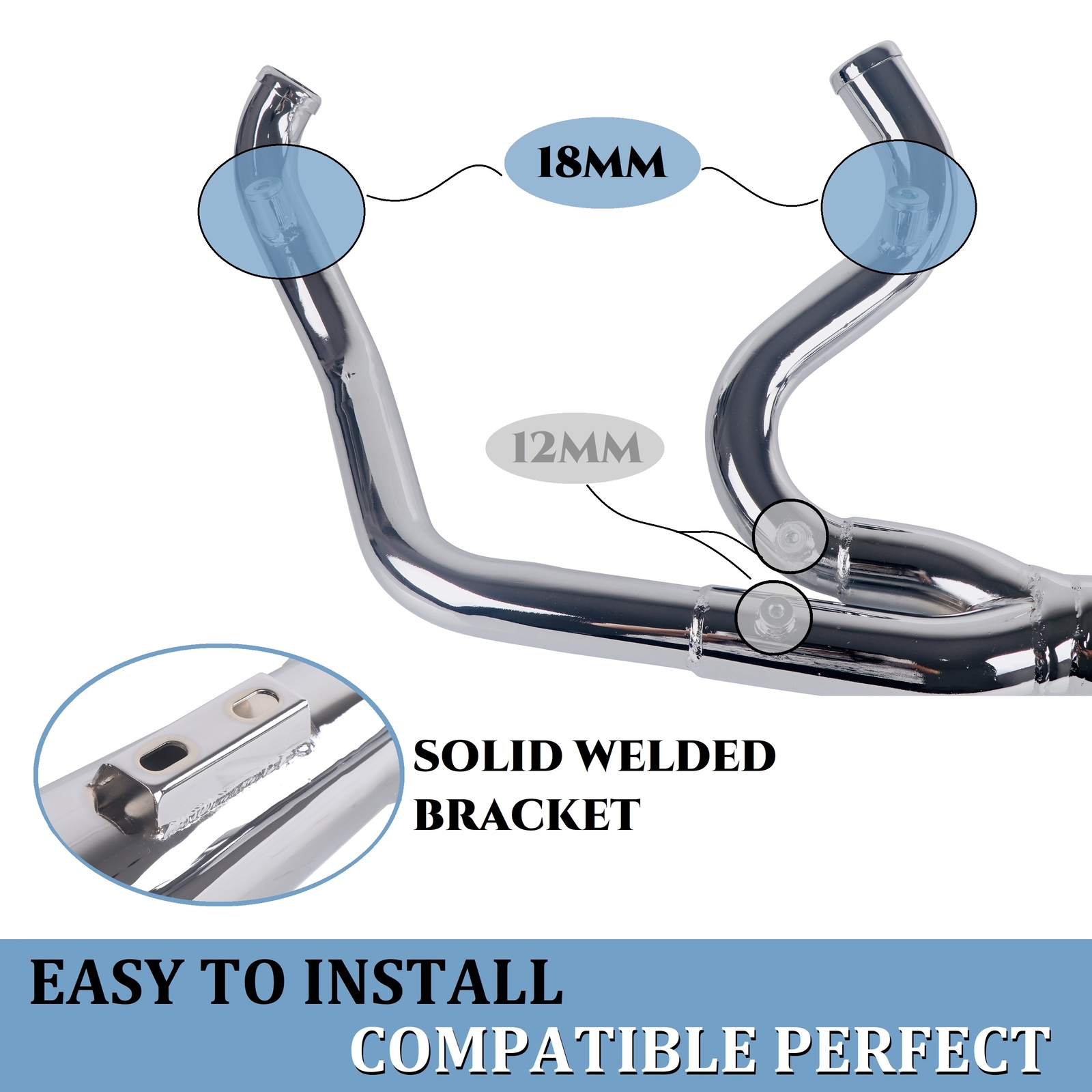 2 Into 1 Exhaust Pipes for Harley 1995-2016 Full Exhaust System Upgrading Chrome