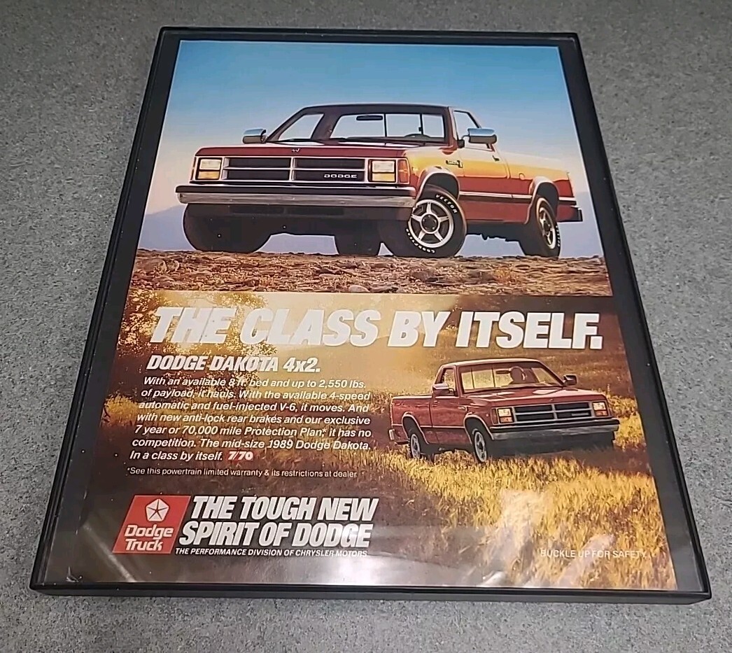 Dodge Dakota 4x2 1989 Print Ad Framed 8.5x11 Wall Art