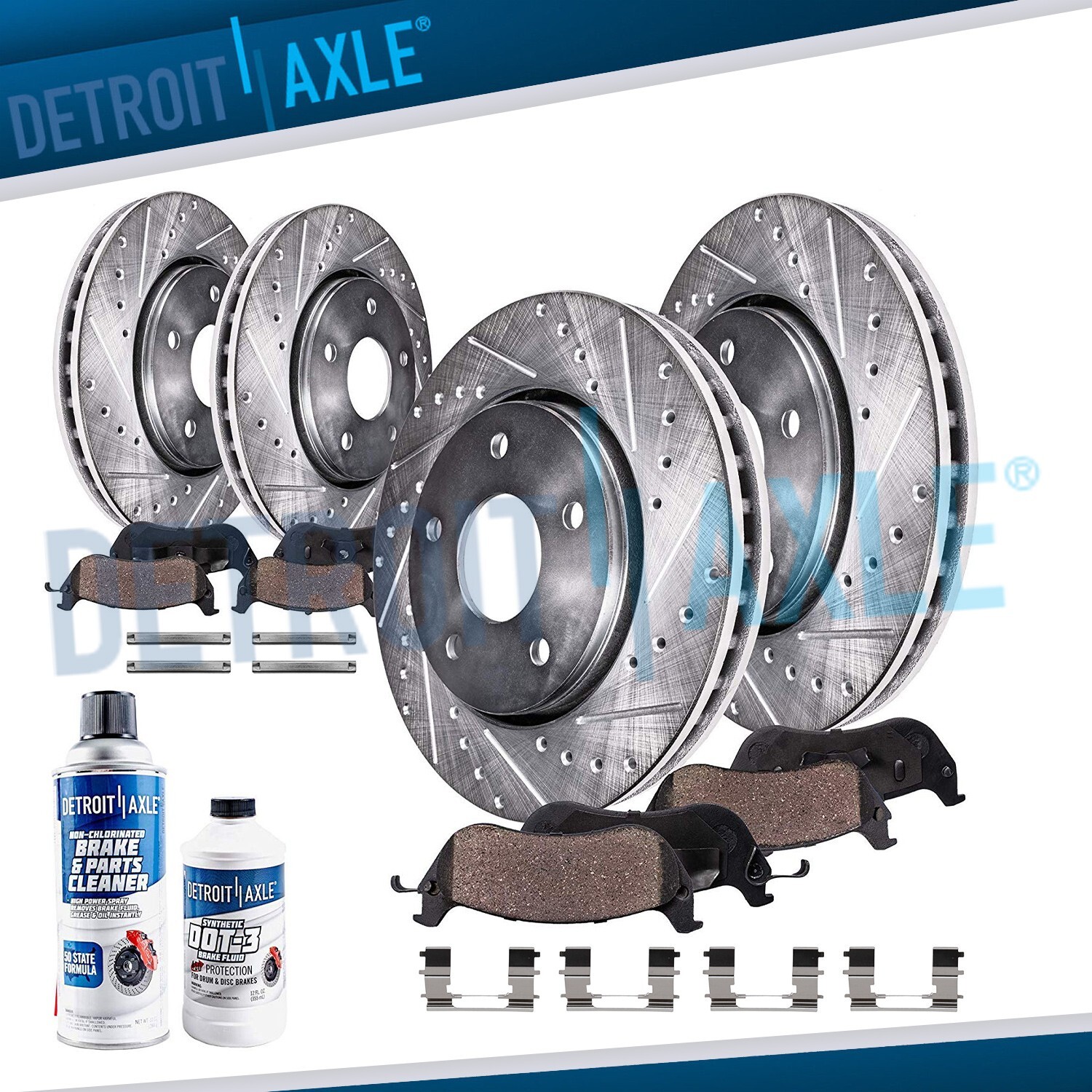 Front Rear Drilled Rotors Brake Pads for 2003-2011 Crown Victoria Grand Marquis