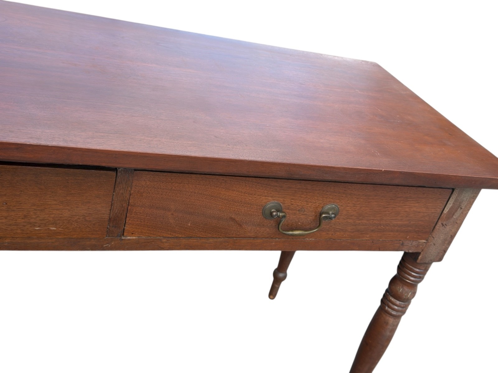 Antique Sheraton 2 drawer console work foyer table walnut 1820 country farmhouse