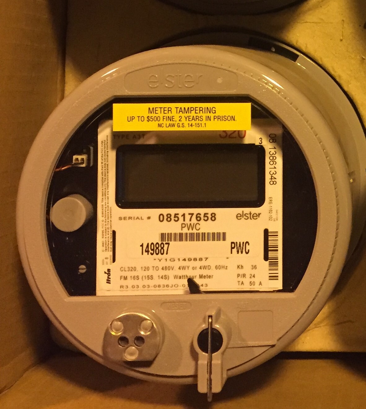 ELSTER, WATTHOUR METER KWH, ALPHA 3, FM16S, 7 LUGS, Y/D, 320A, 120-480V