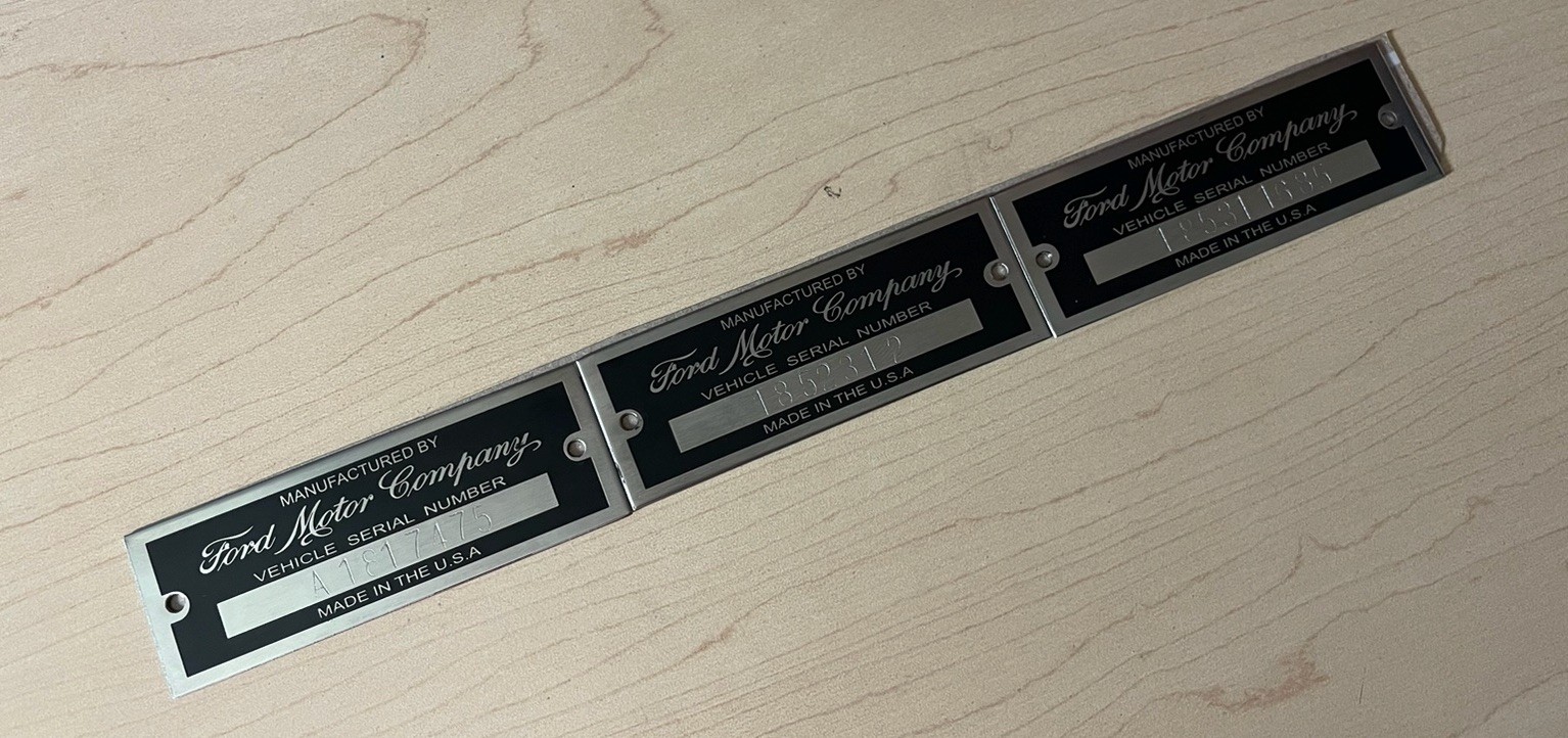 FORD SERIAL NUMBER DATA PLATE MODEL A/B TAG CAR OR TRUCK STAMPED w/ INFORMATION