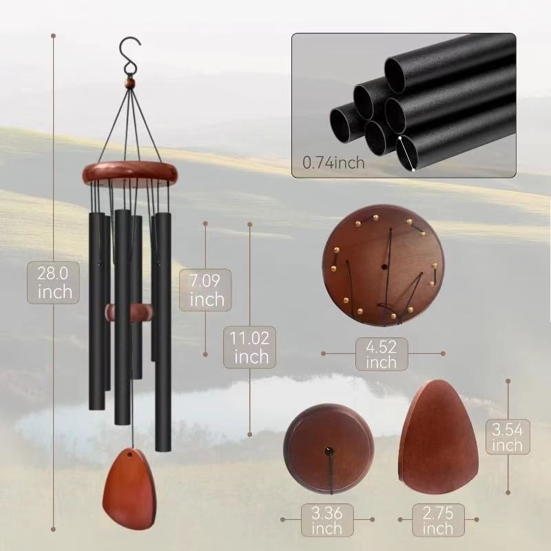 Large Aluminium Wind Chimes 37" to Create a Zen Atmosphere Outdoor Garden Patio