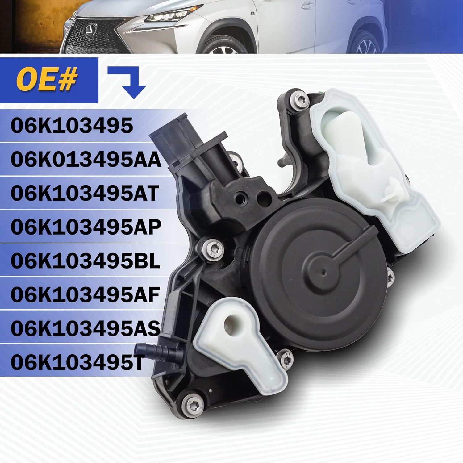 06K103495AH PCV Valve Oil Separator For 2014-2020 Golf GTi Jetta 1.8T 2.0T