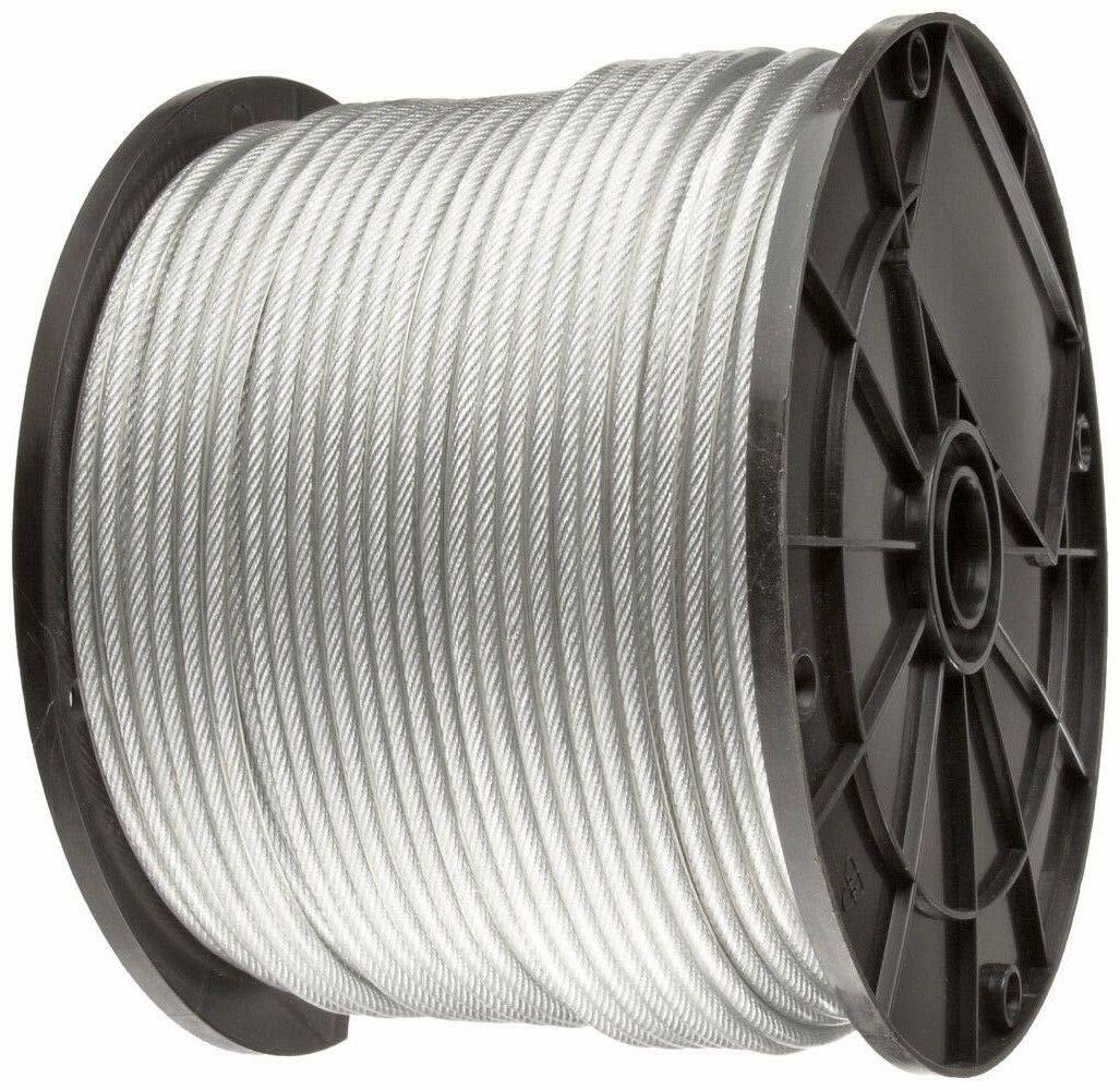 Vinyl Coated Stainless Steel 304 Cable Wire Rope 7x7, Clear, 1/16" - 1/8"