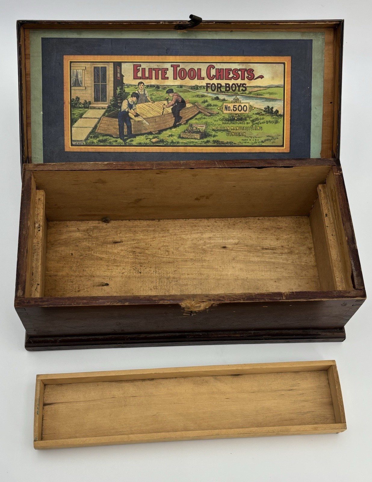 Antique Wooden Tool Chest for Boys Elite Tool Chests American Manufacturing #500