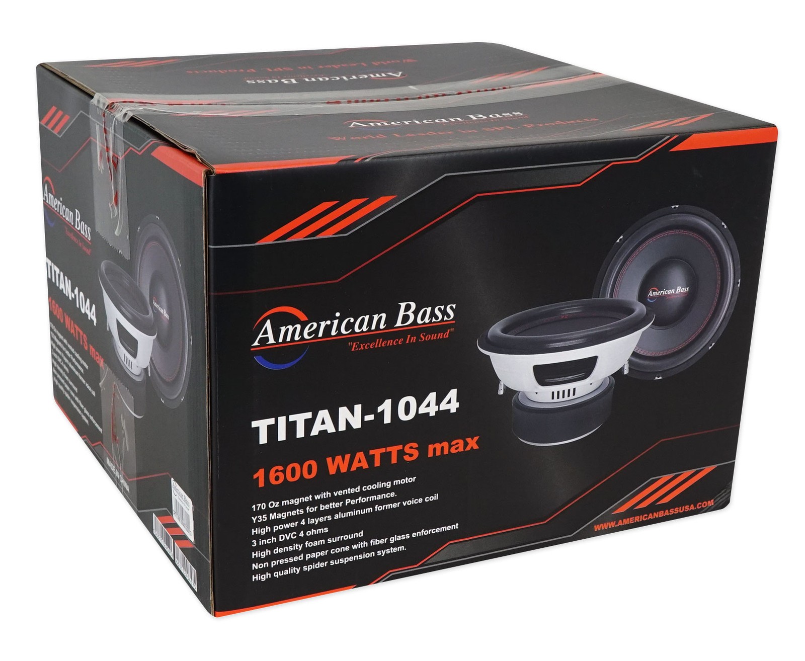 American Bass TITAN 1044 10" 1600w Peak/800w RMS Car Subwoofer w/ 3" voice coil