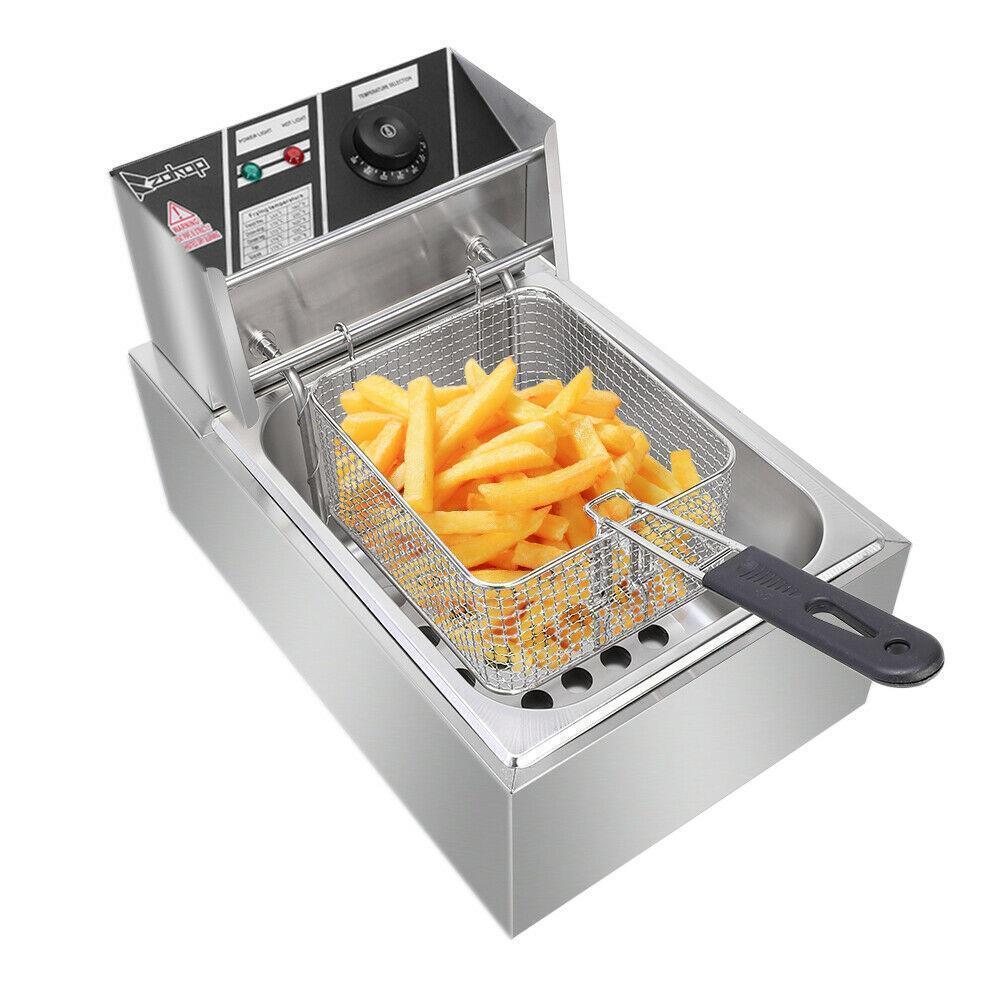 6L Electric Deep Fryer Commercial Restaurant Home Frie Stainless Steel 2500W